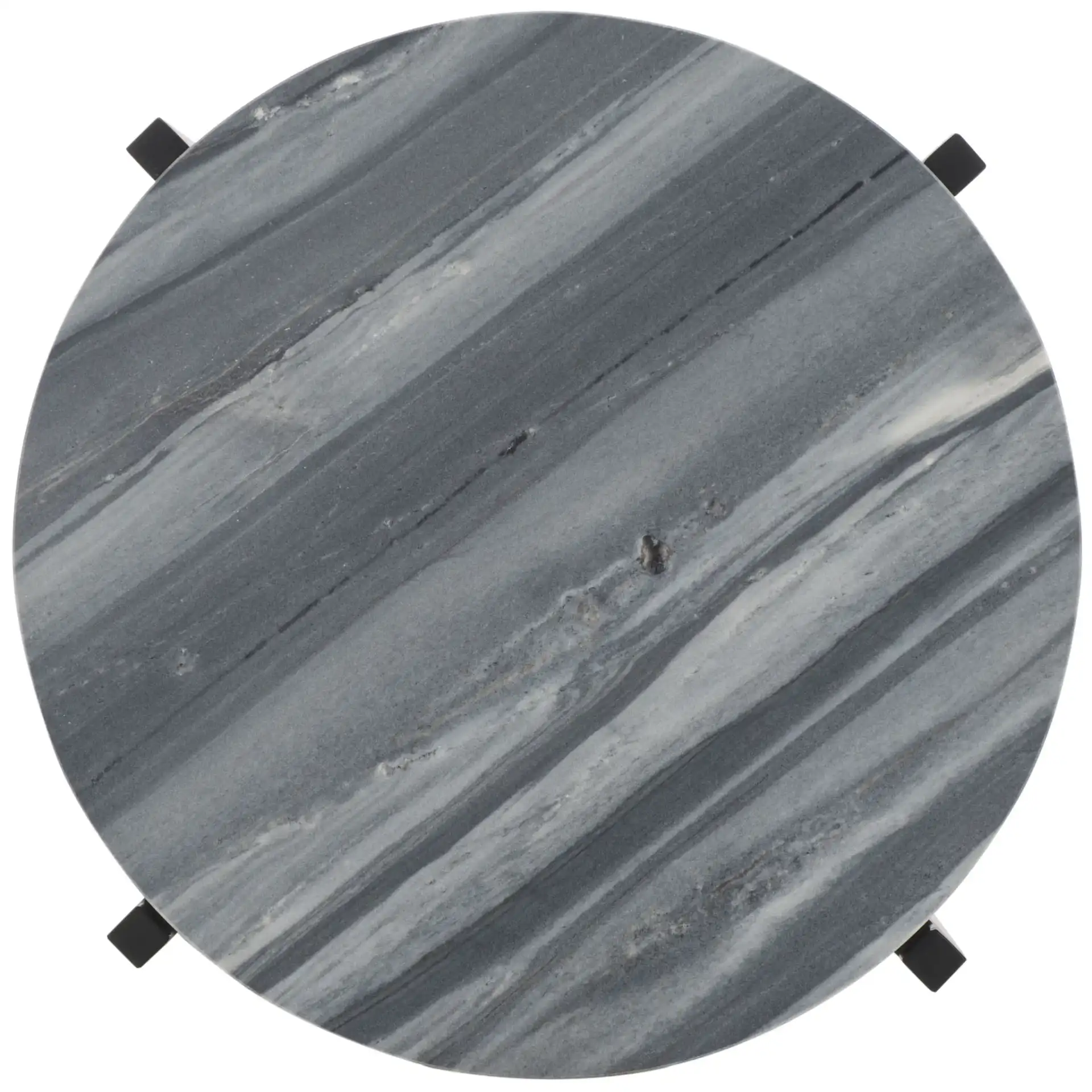 Gustavia Round Accent Table in Gray Marble / Black, detail view