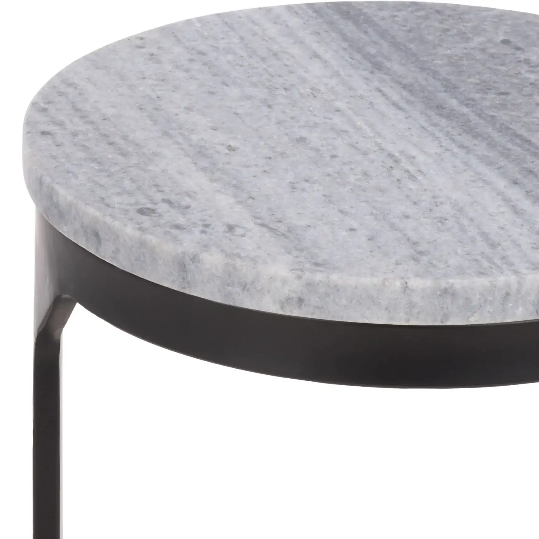 Daedalus Round Drink Accent Table in Gray Marble / Black in a styled room