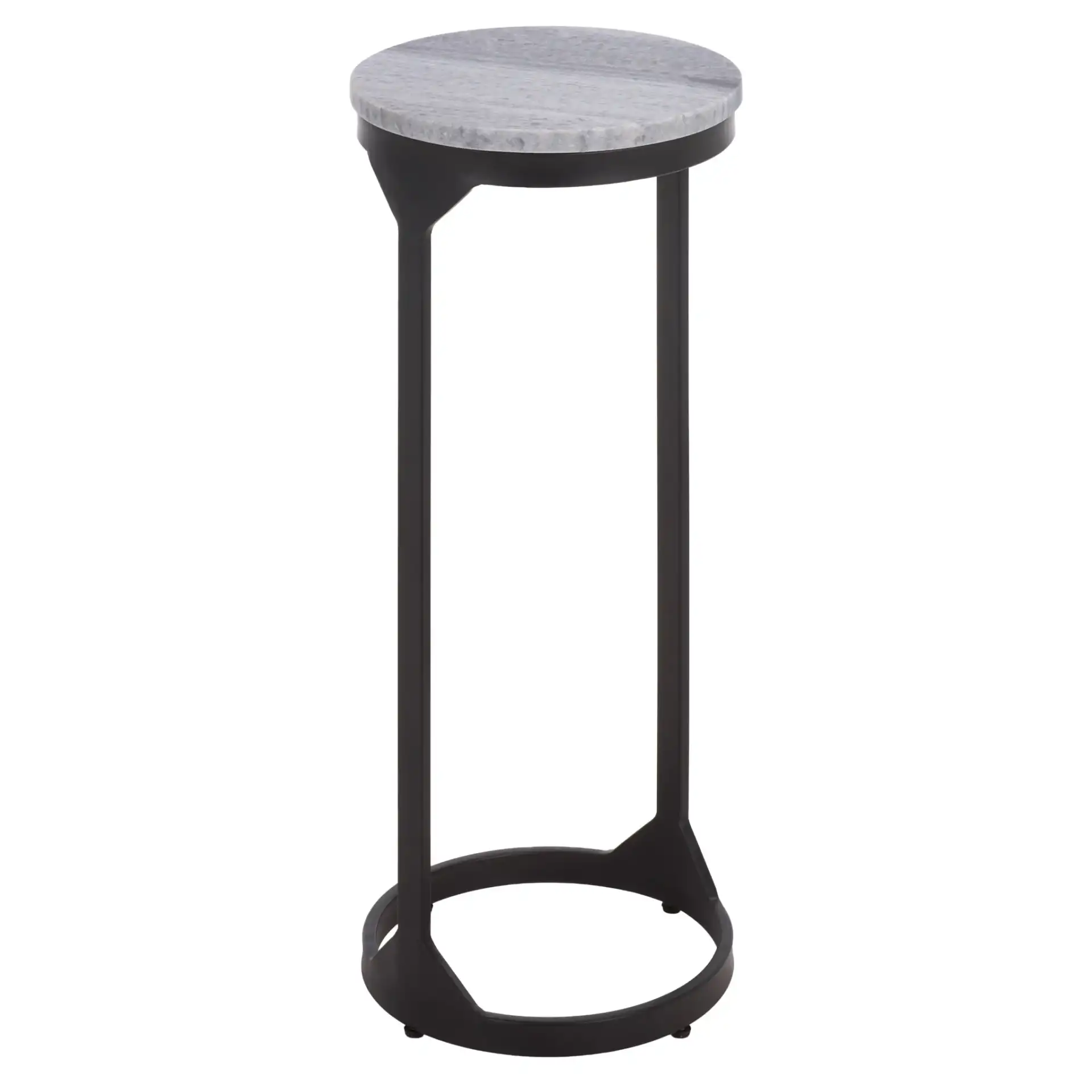 Daedalus Round Drink Accent Table in Gray Marble / Black, detail view
