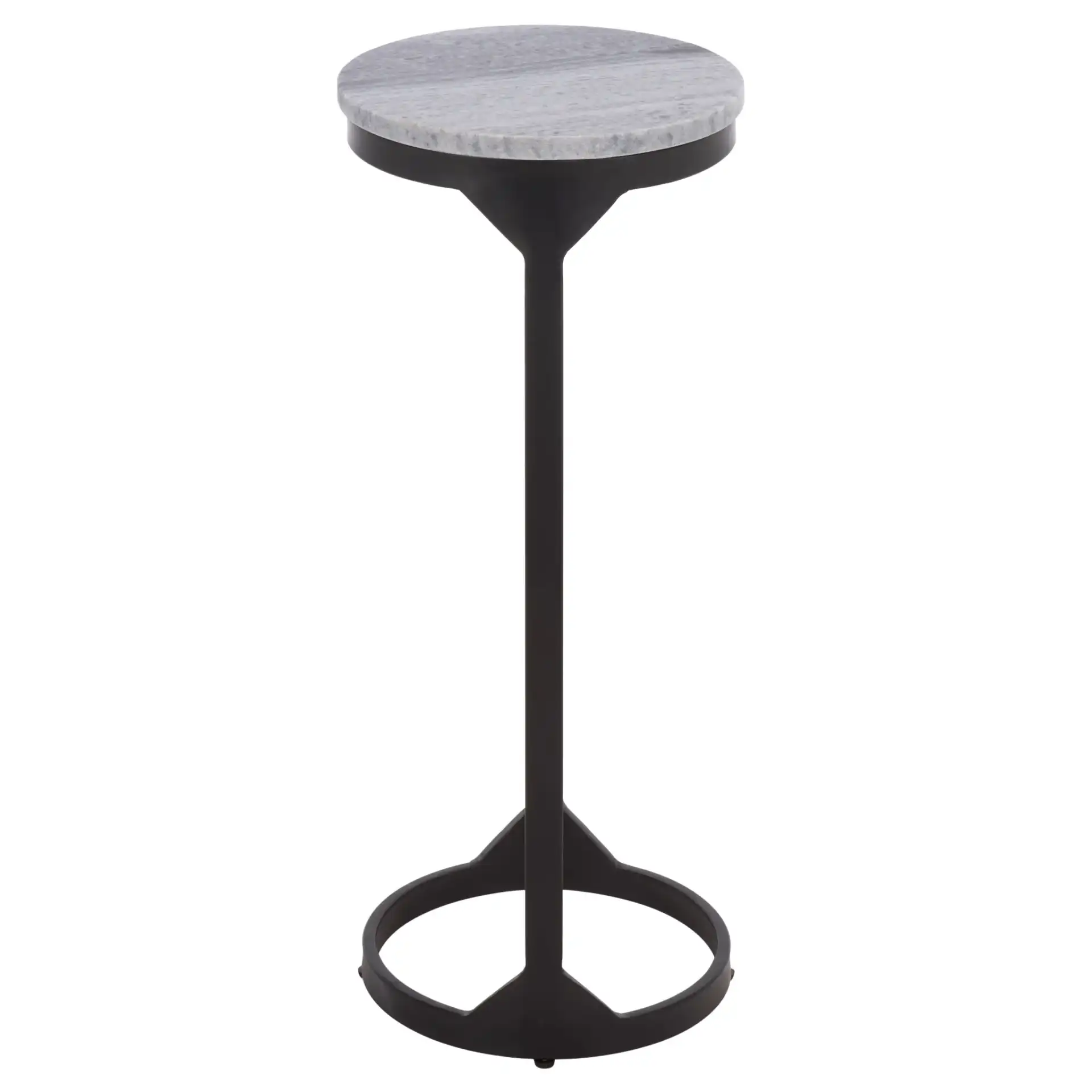 Daedalus Round Drink Accent Table in Gray Marble / Black, detail view
