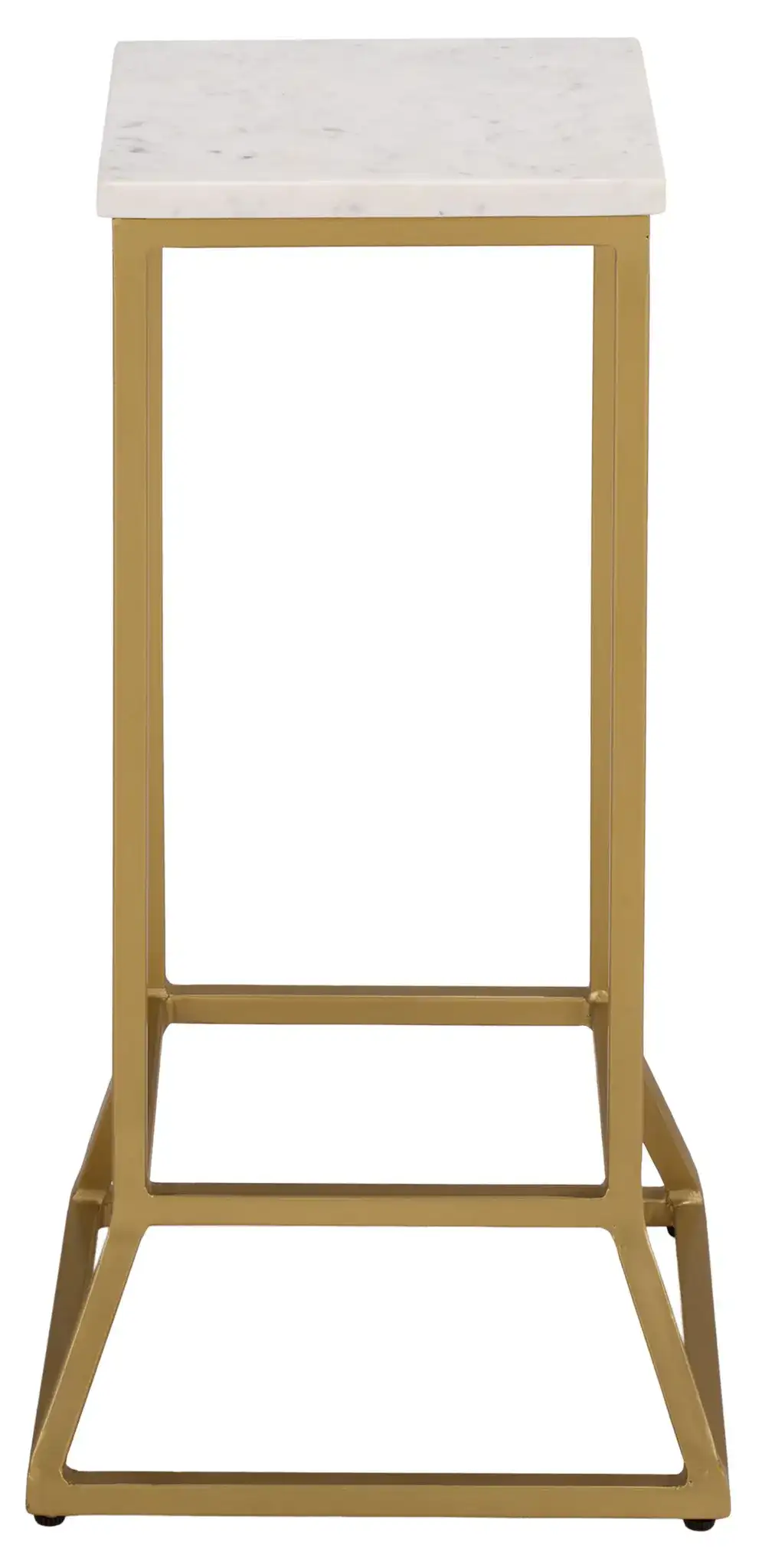 Danessa Square Drink Accent Table in White Marble / Gold