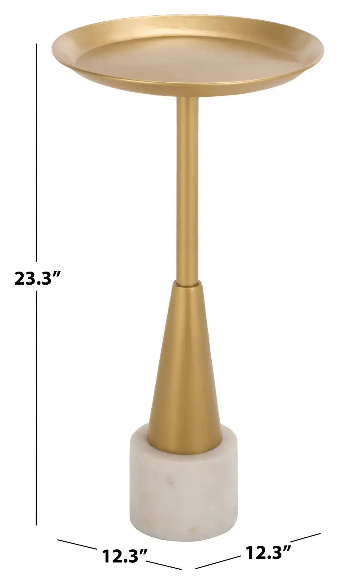 Devleen Round Drink Accent Table in Gold / White Marble, detail view