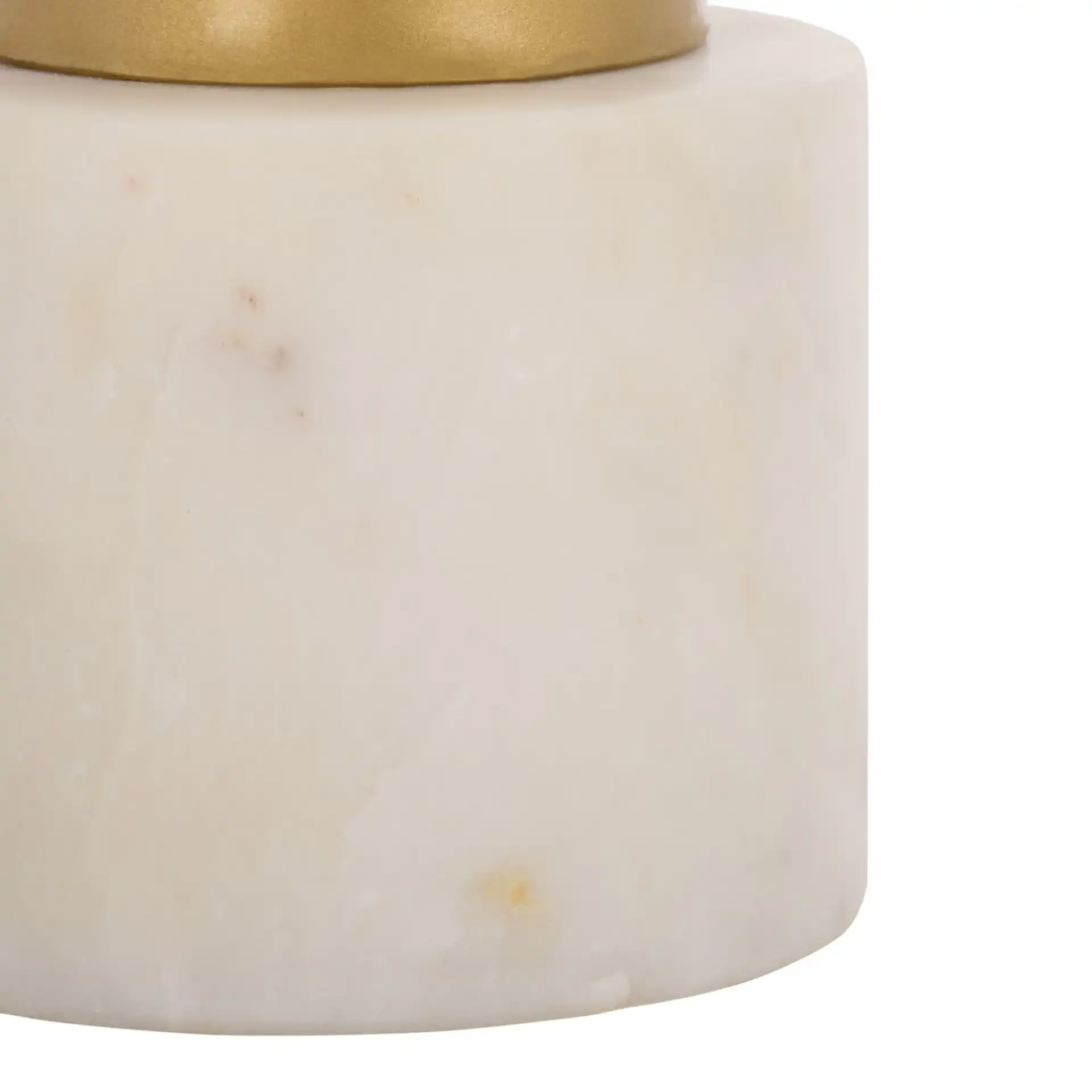 Devleen Round Drink Accent Table in Gold / White Marble, detail view