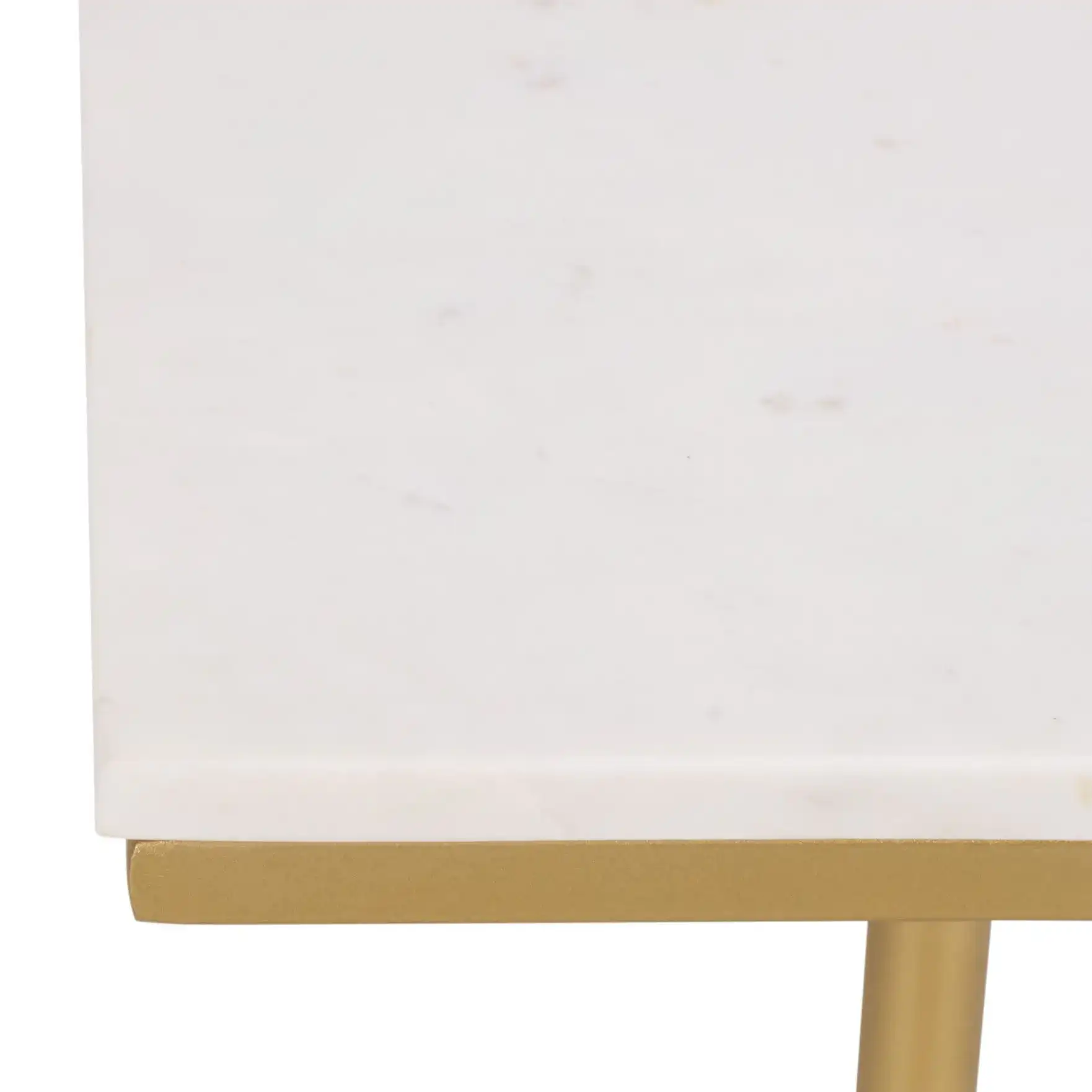 Devota Square Drink Accent Table in White / Gold in a styled room