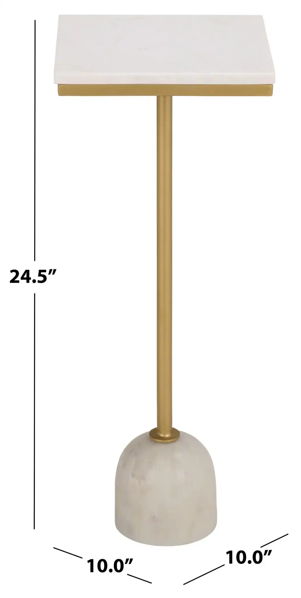 Devota Square Drink Accent Table in White / Gold, detail view