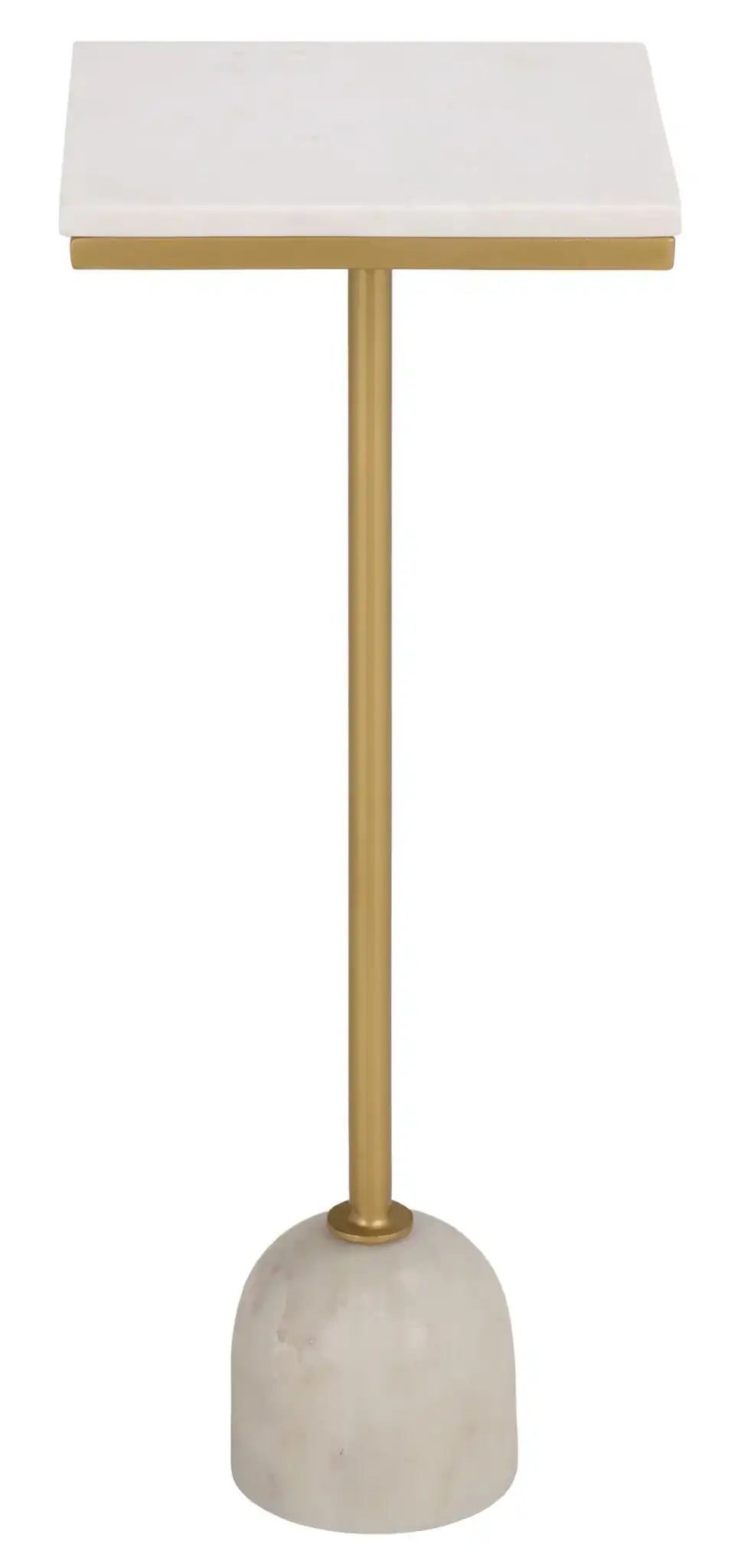 Devota Square Drink Accent Table in White / Gold