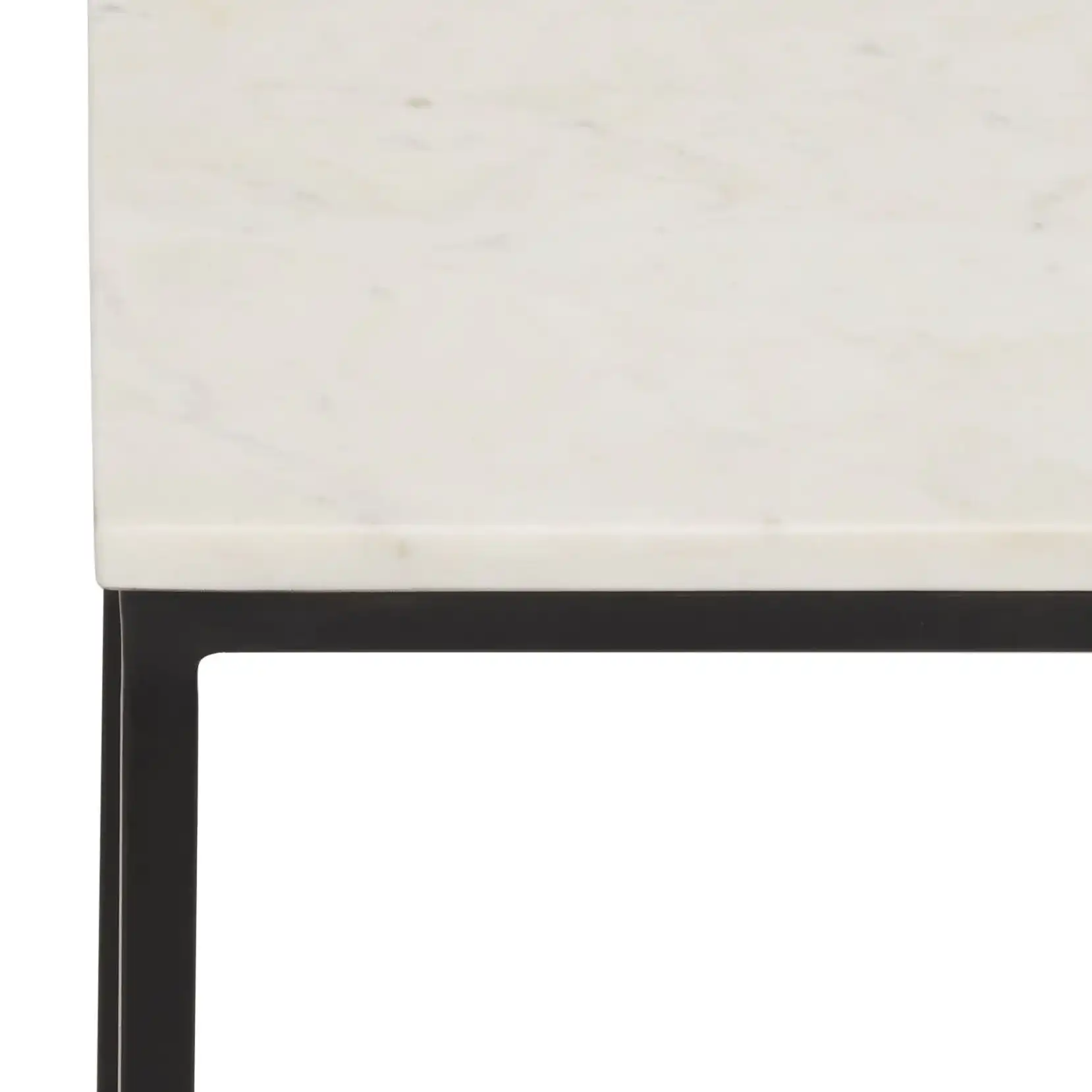 Dimitar Square Drink Accent Table in White Marble / Black in a styled room