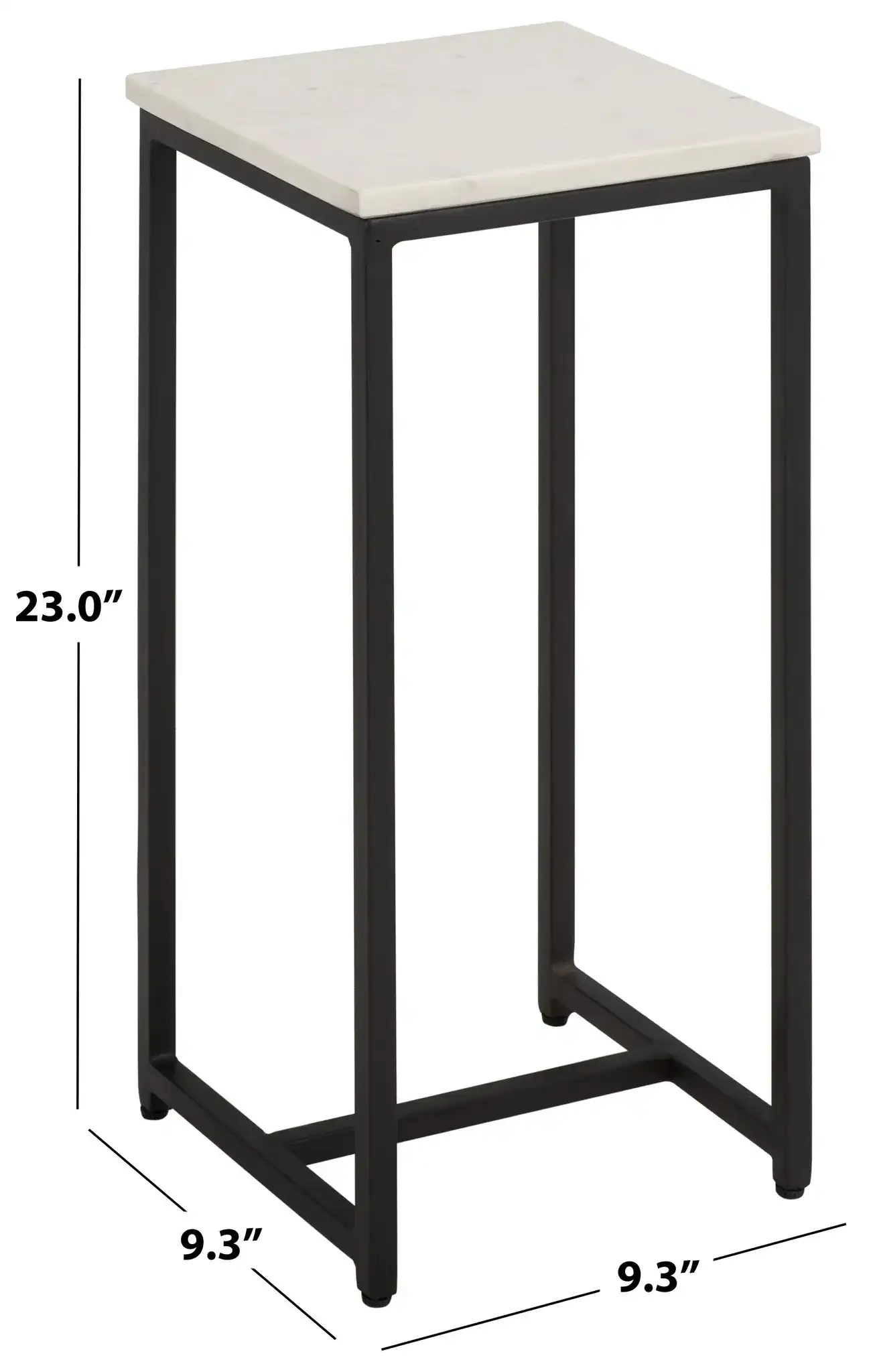 Dimitar Square Drink Accent Table in White Marble / Black, detail view