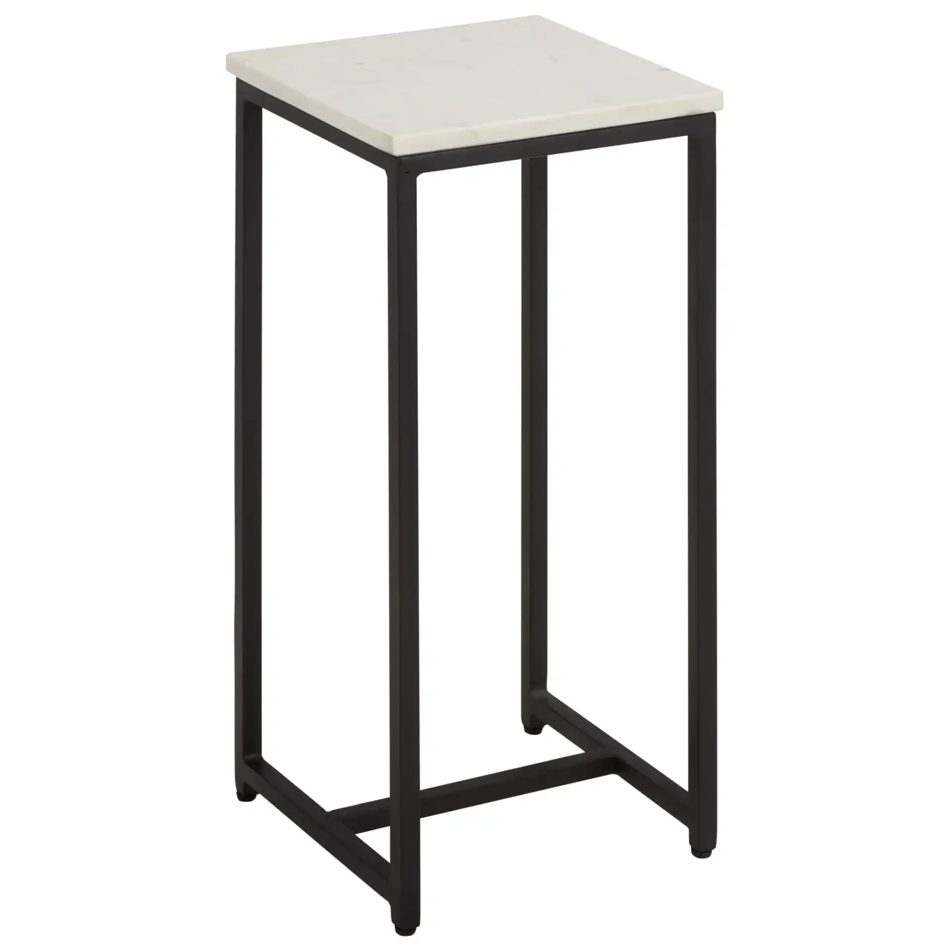 Dimitar Square Drink Accent Table in White Marble / Black, detail view