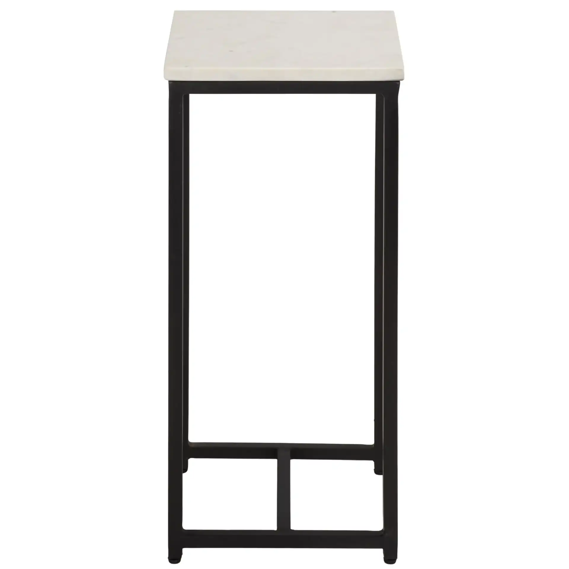 Dimitar Square Drink Accent Table in White Marble / Black, detail view
