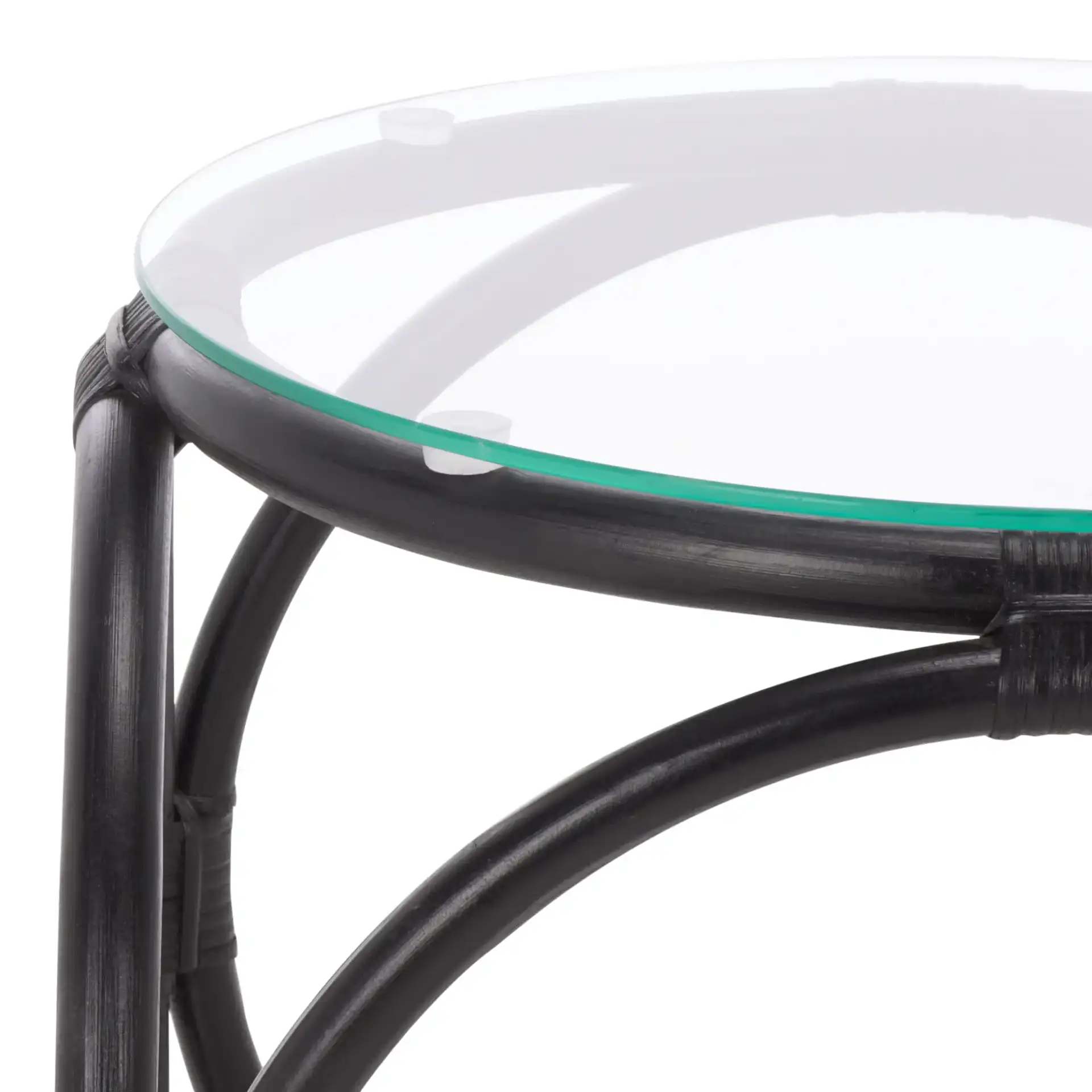 Alesha Round Accent Table in Black / Glass in a styled room