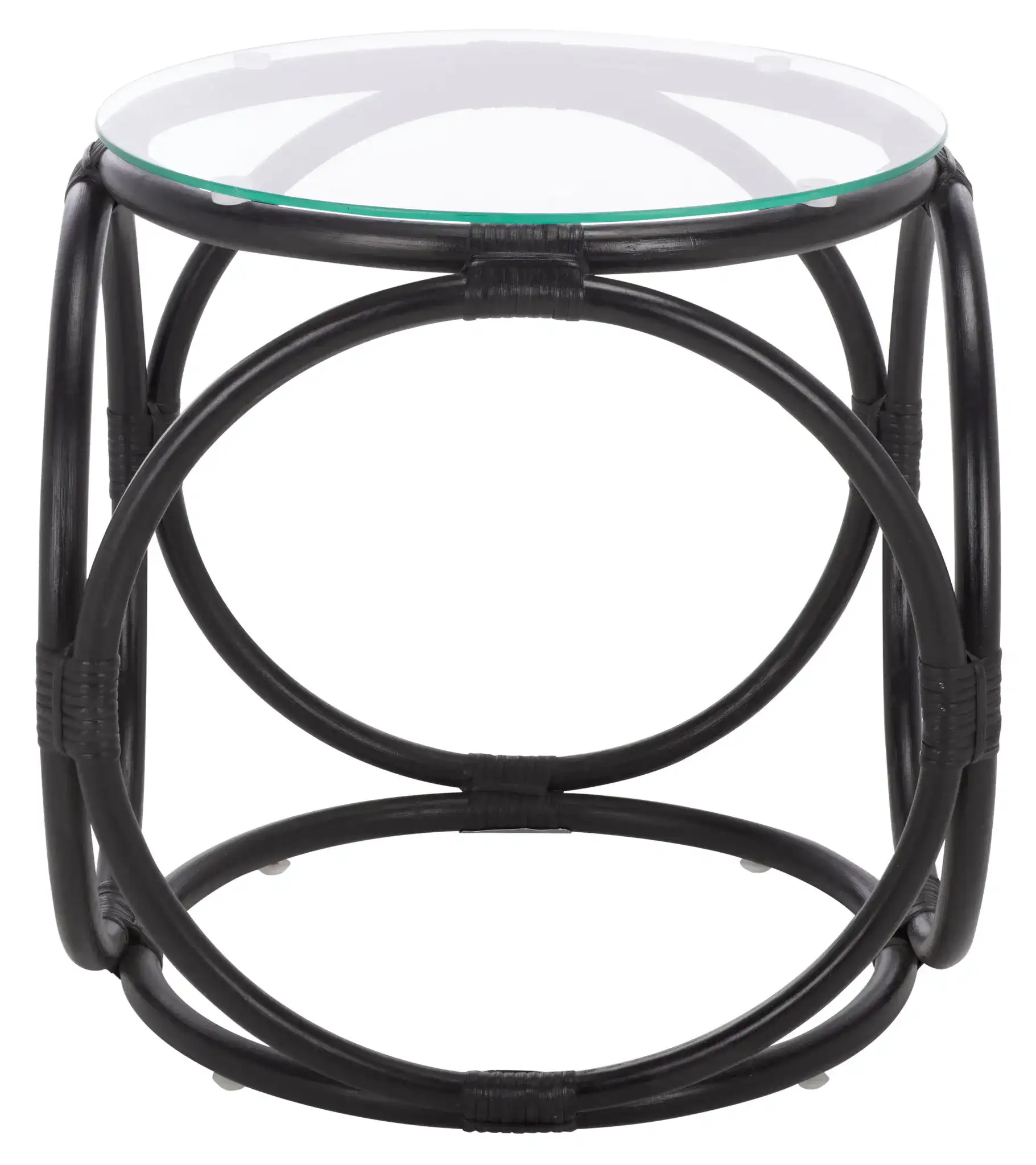 Alesha Round Accent Table in Black / Glass
