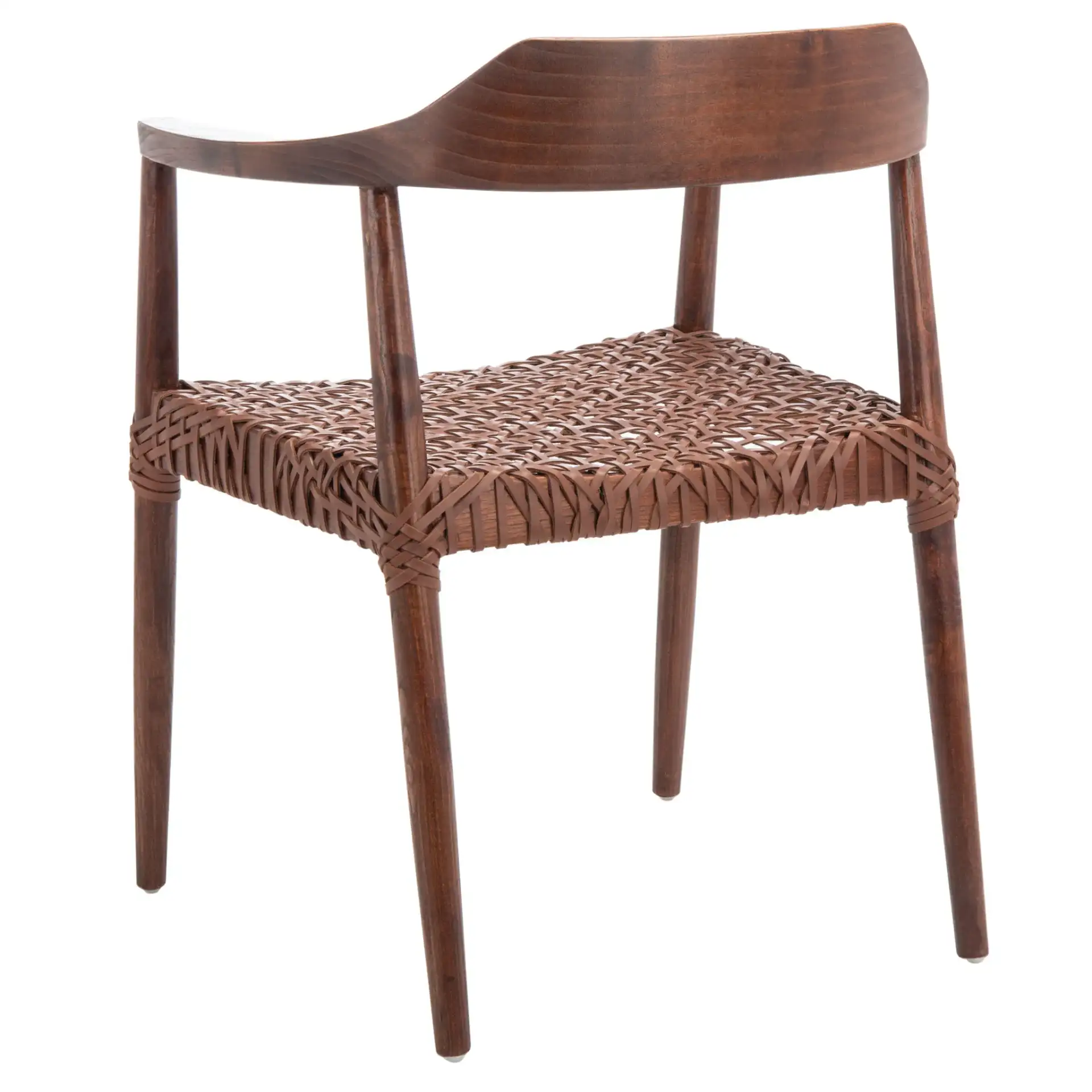 Munro Leather Woven Accent Chair in Walnut / Cognac, detail view