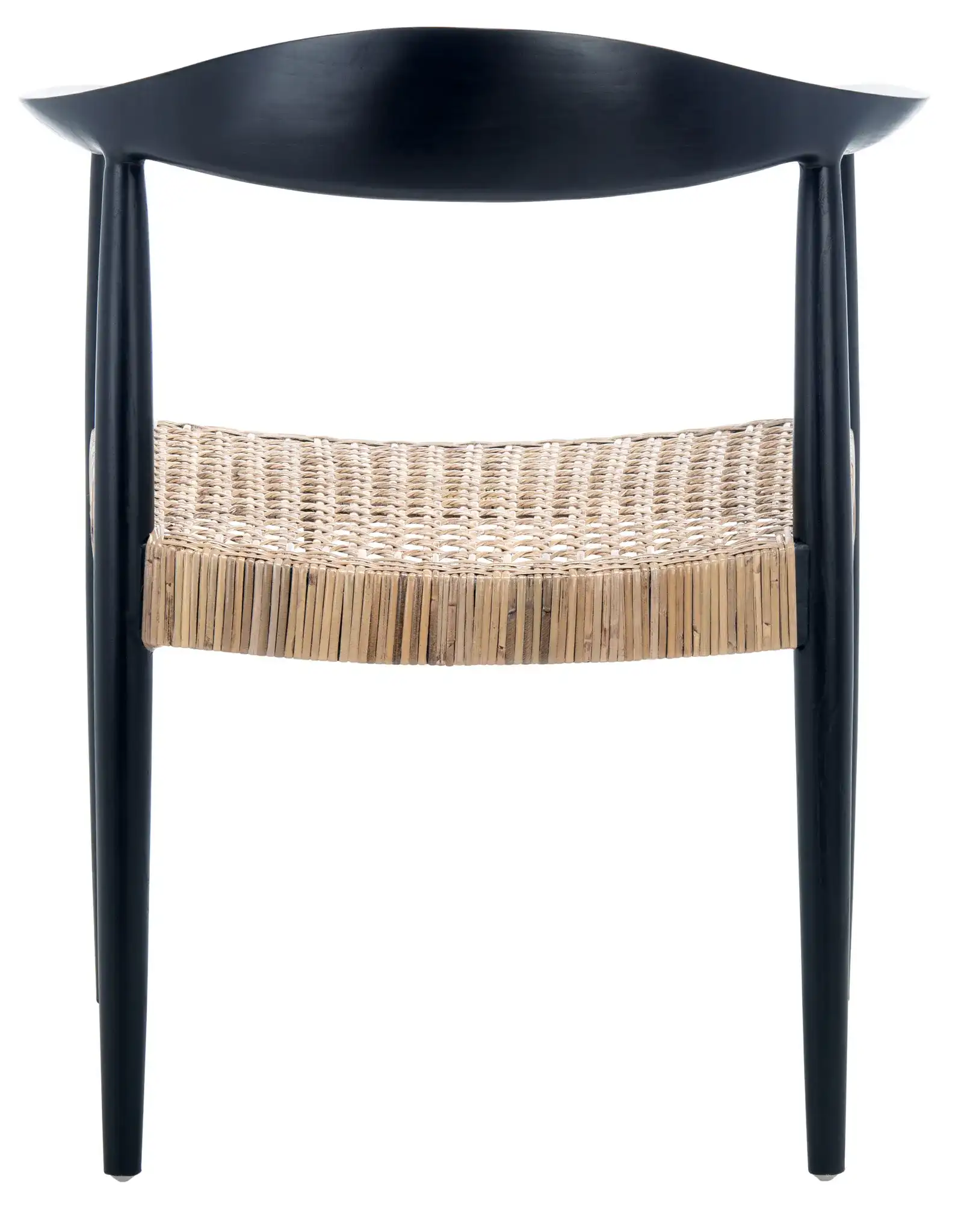 Eyre Rattan Peel Accent Chair in Black / Brown, detail view