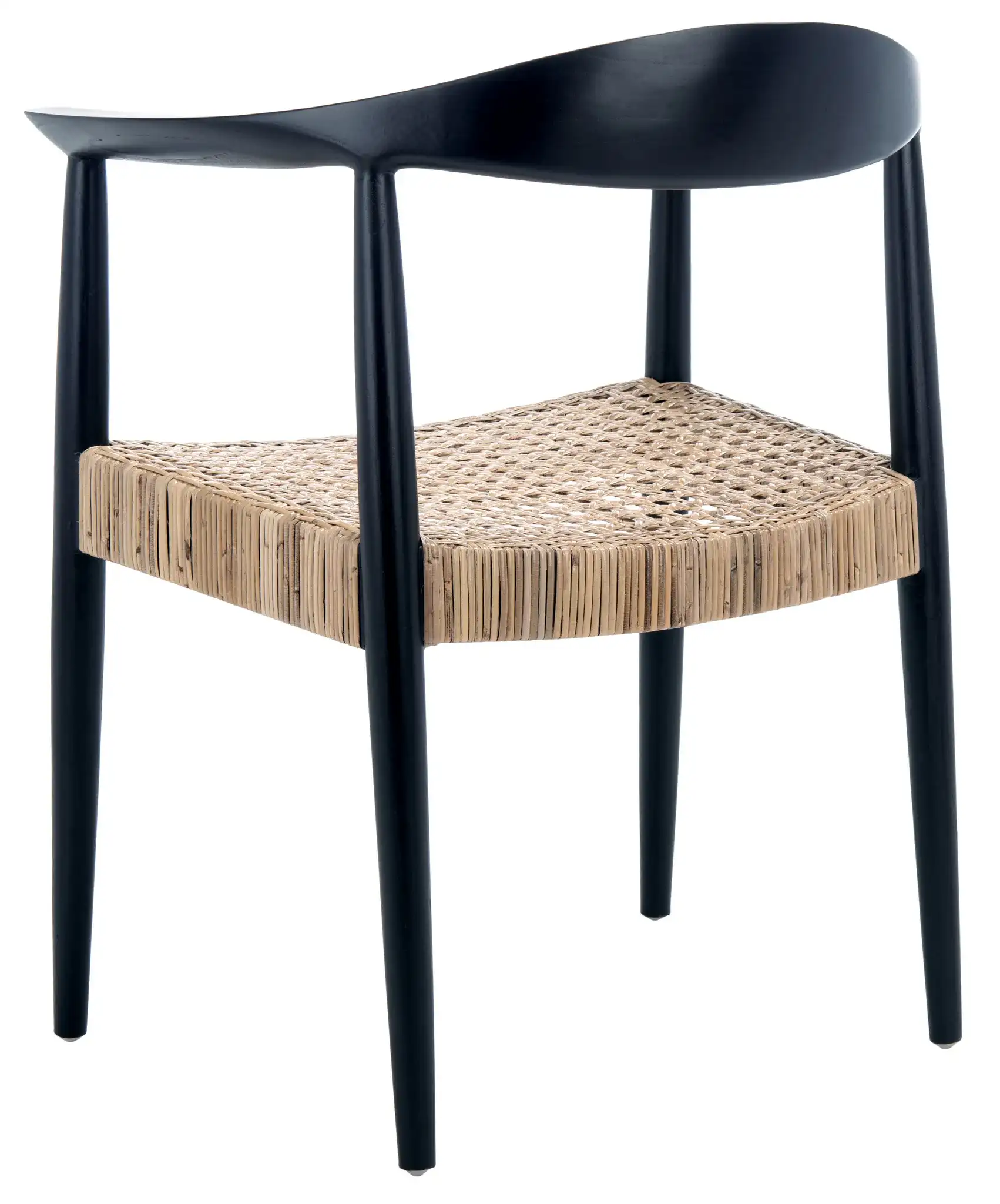 Eyre Rattan Peel Accent Chair in Black / Brown, detail view