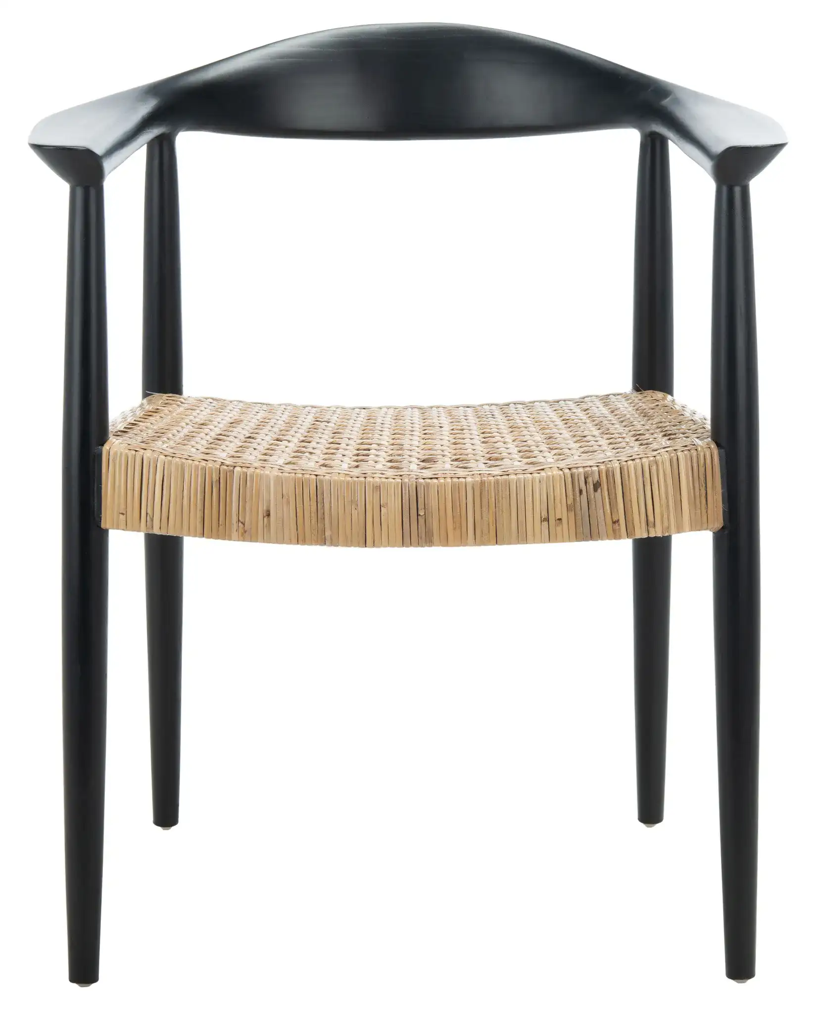 Eyre Rattan Peel Accent Chair in Black / Brown, detail view