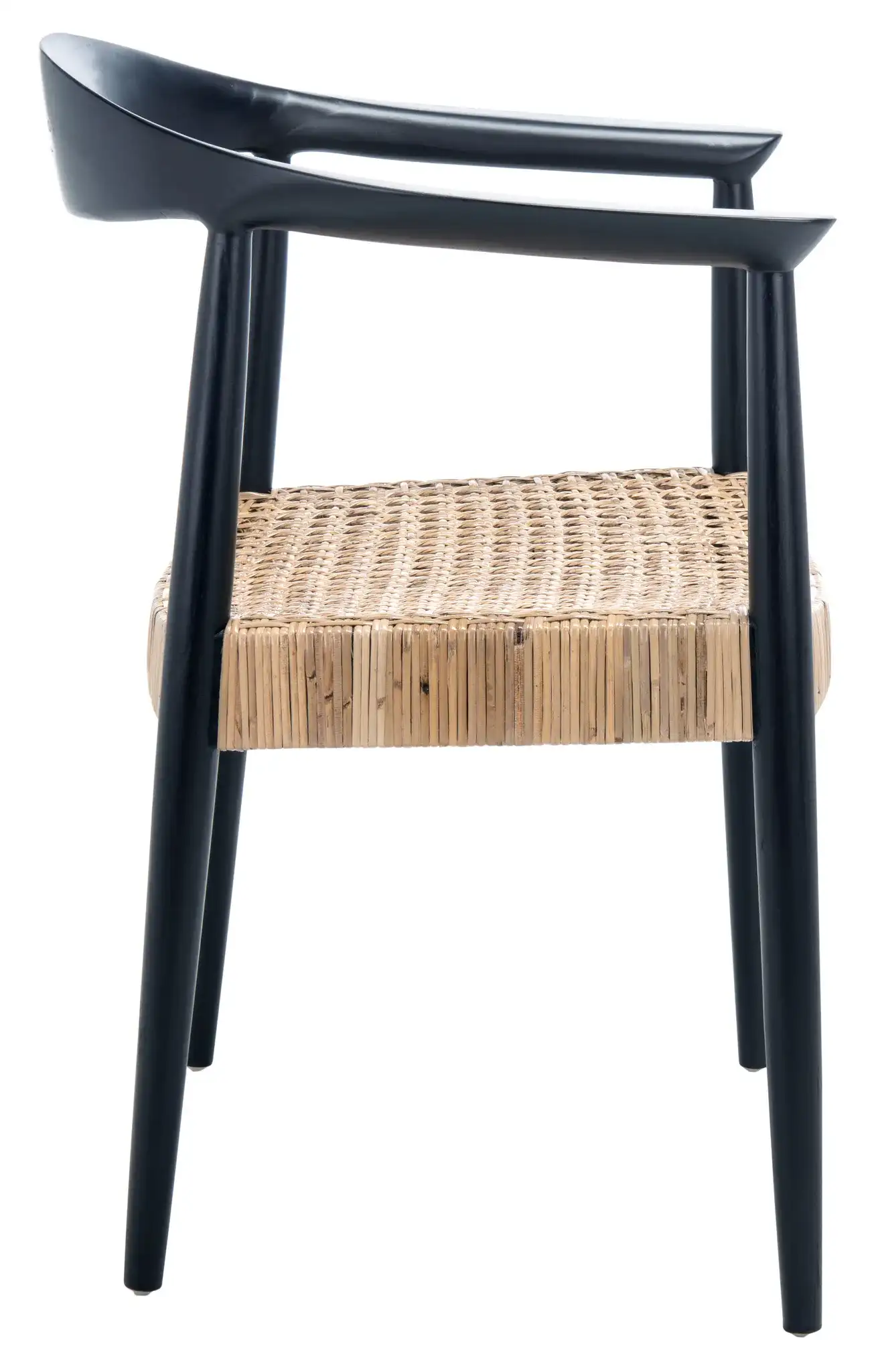 Eyre Rattan Peel Accent Chair in Black / Brown, detail view