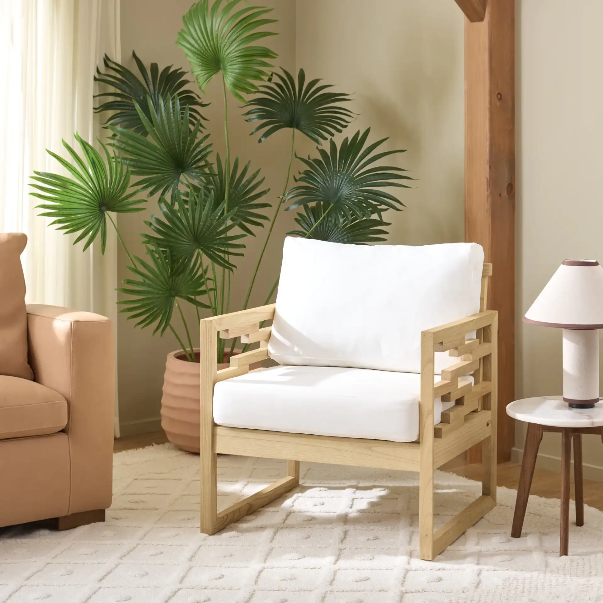 Montford Accent Chair in Natural / White in a styled room