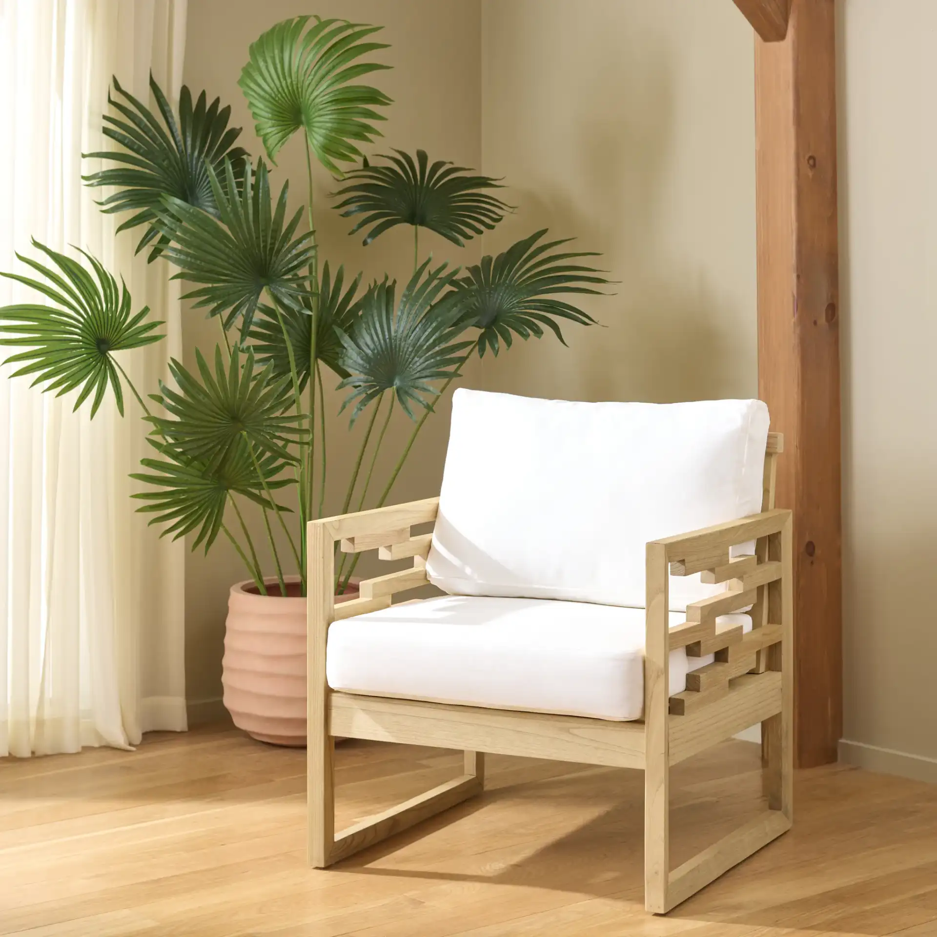 Montford Accent Chair in Natural / White in a styled room