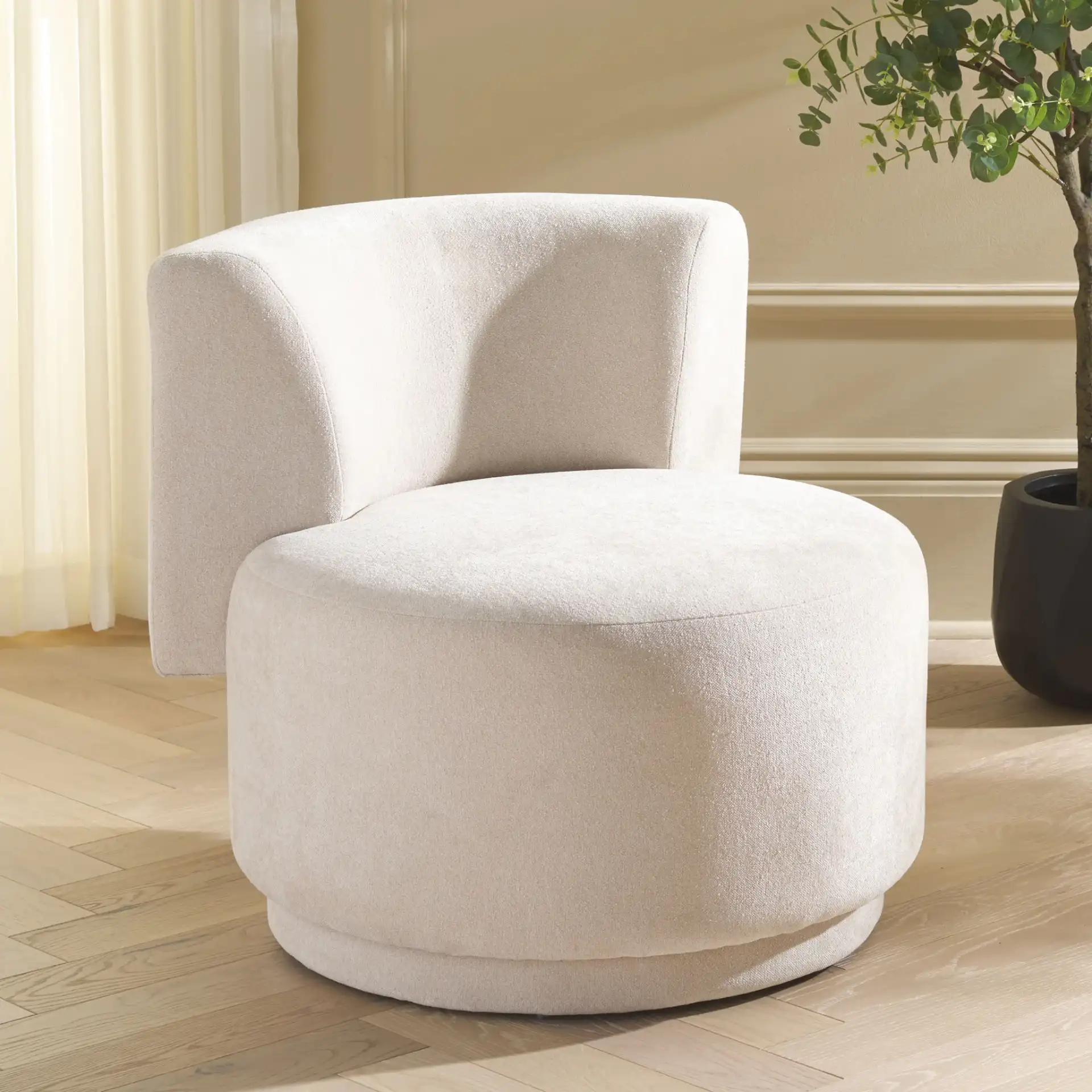 Rhyt Accent Chair in Beige in a styled room