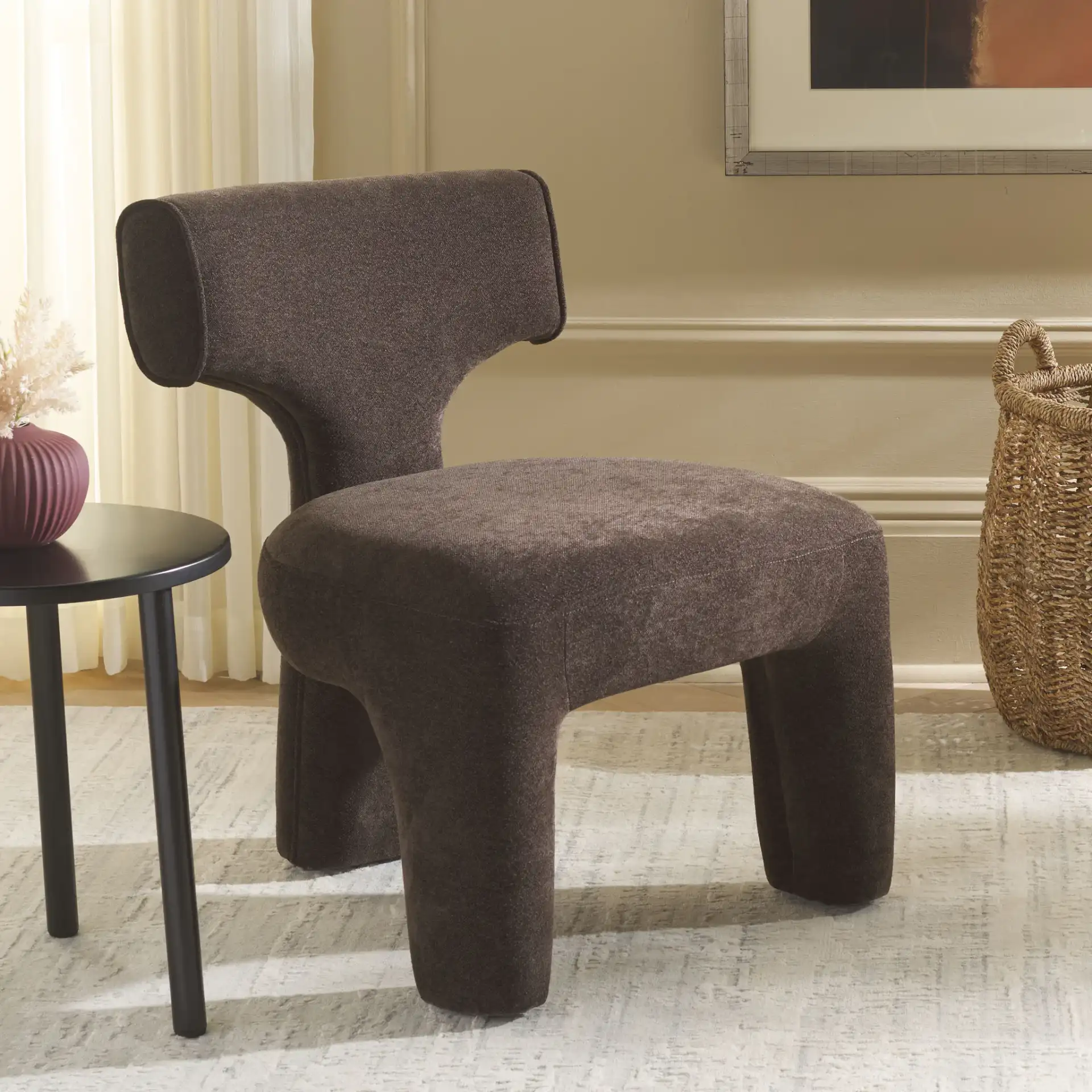 Zalens Accent Chair in Brown in a styled room