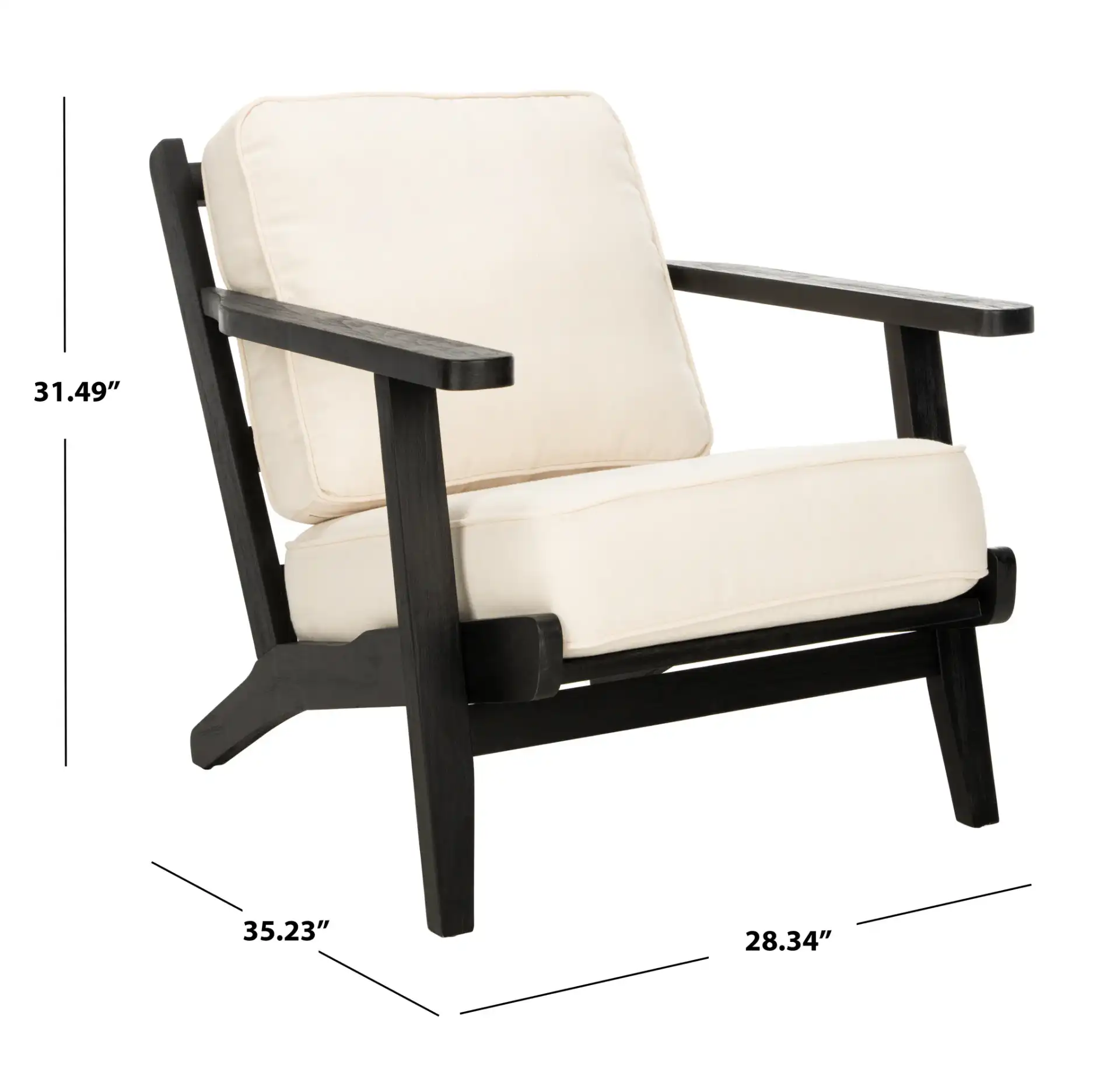 Nico Mid Century Accent Chair in Bone / Black, detail view