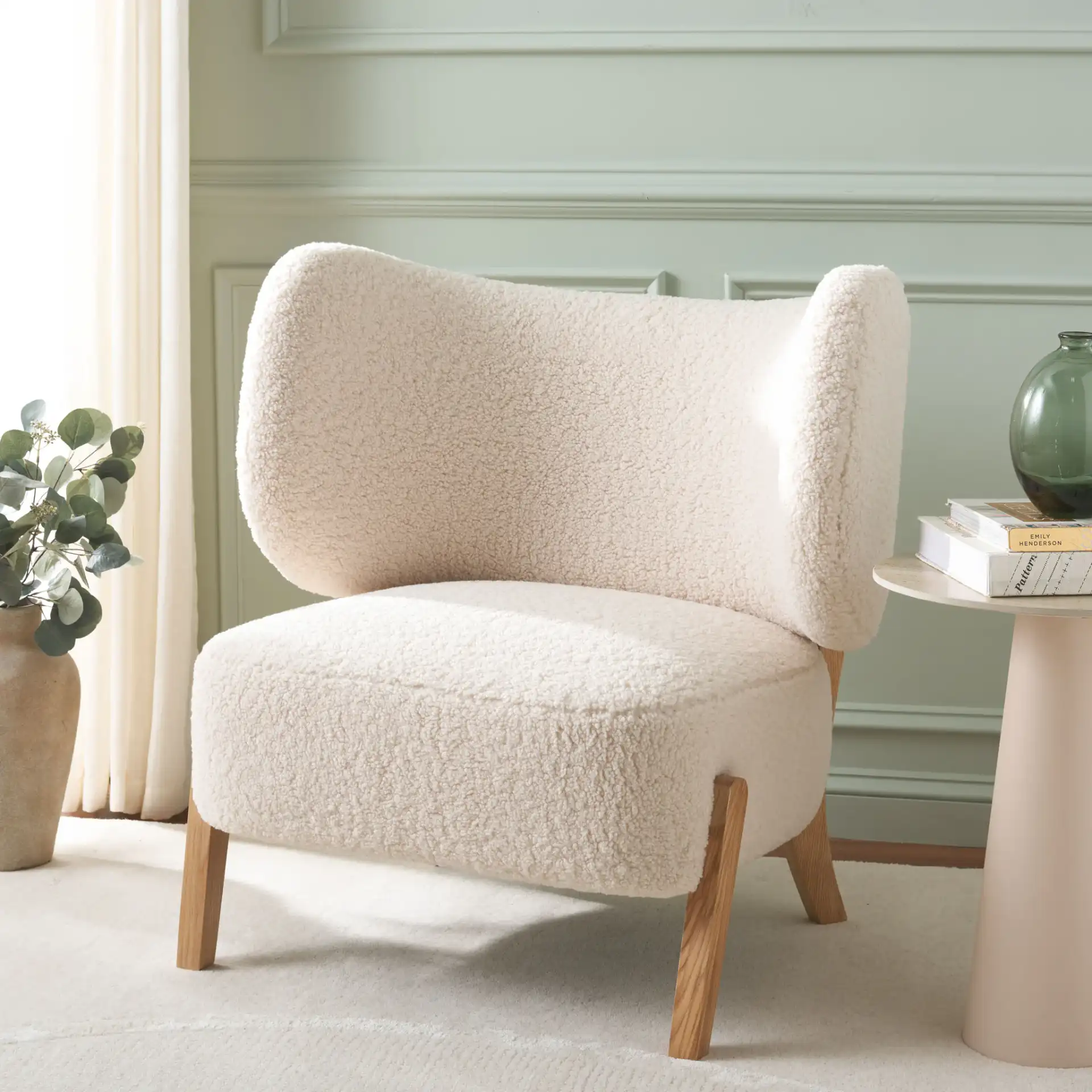 Jakoda Accent Chair in Off-White / Natural in a styled room