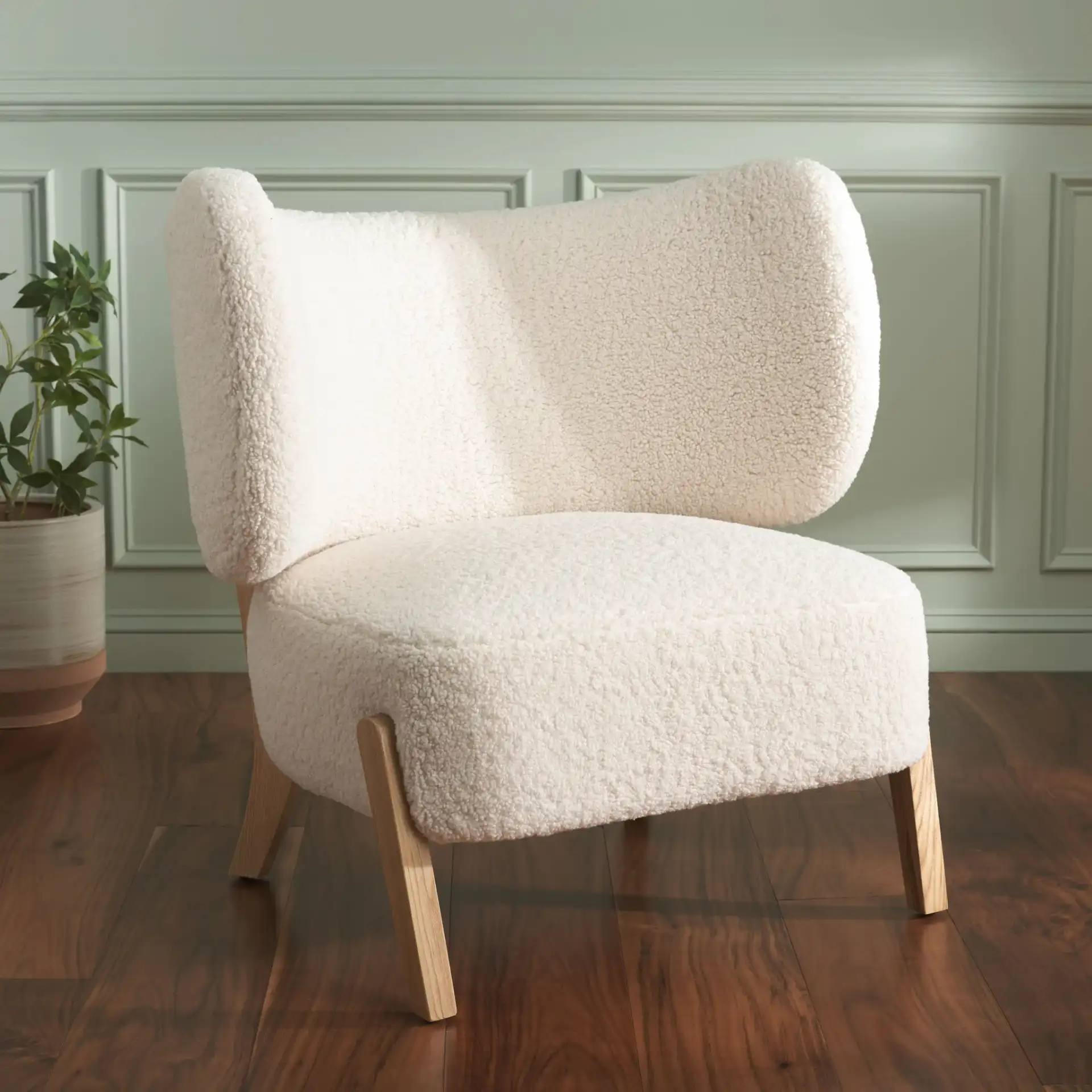 Jakoda Accent Chair in Off-White / Natural in a styled room