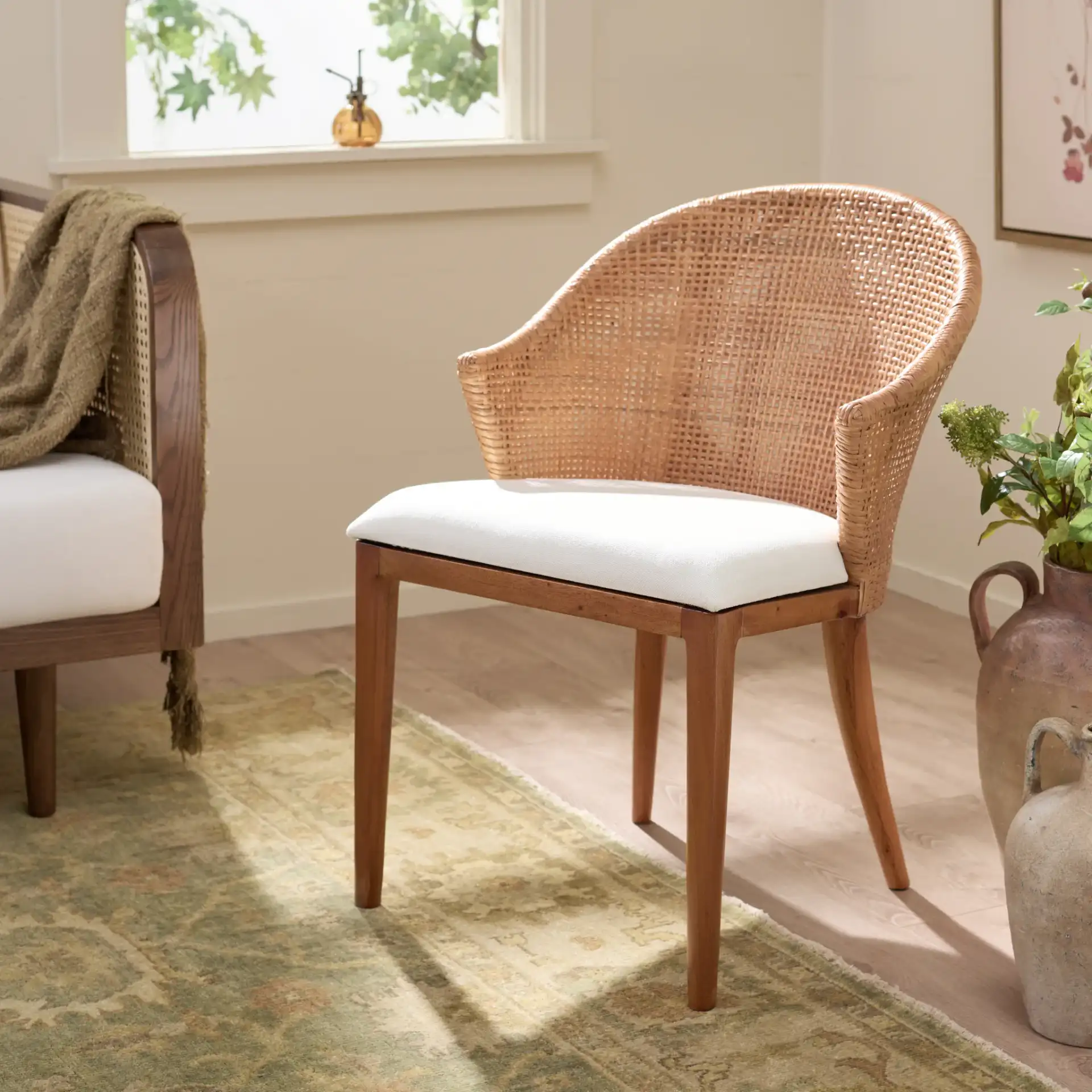 Mura Arm Chair in Honey / Ivory in a styled room