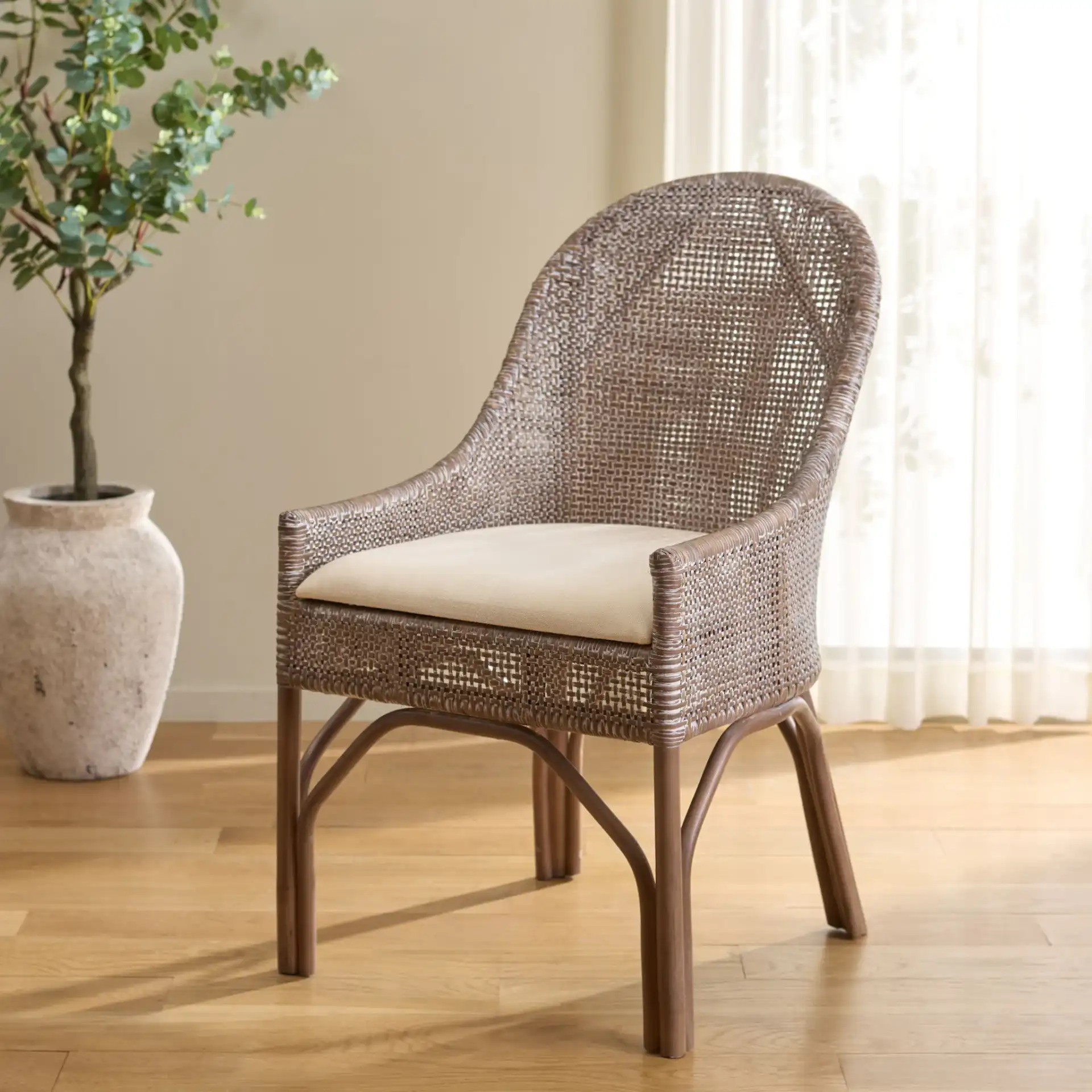 Luciano Accent Chair in Grey / White in a styled room