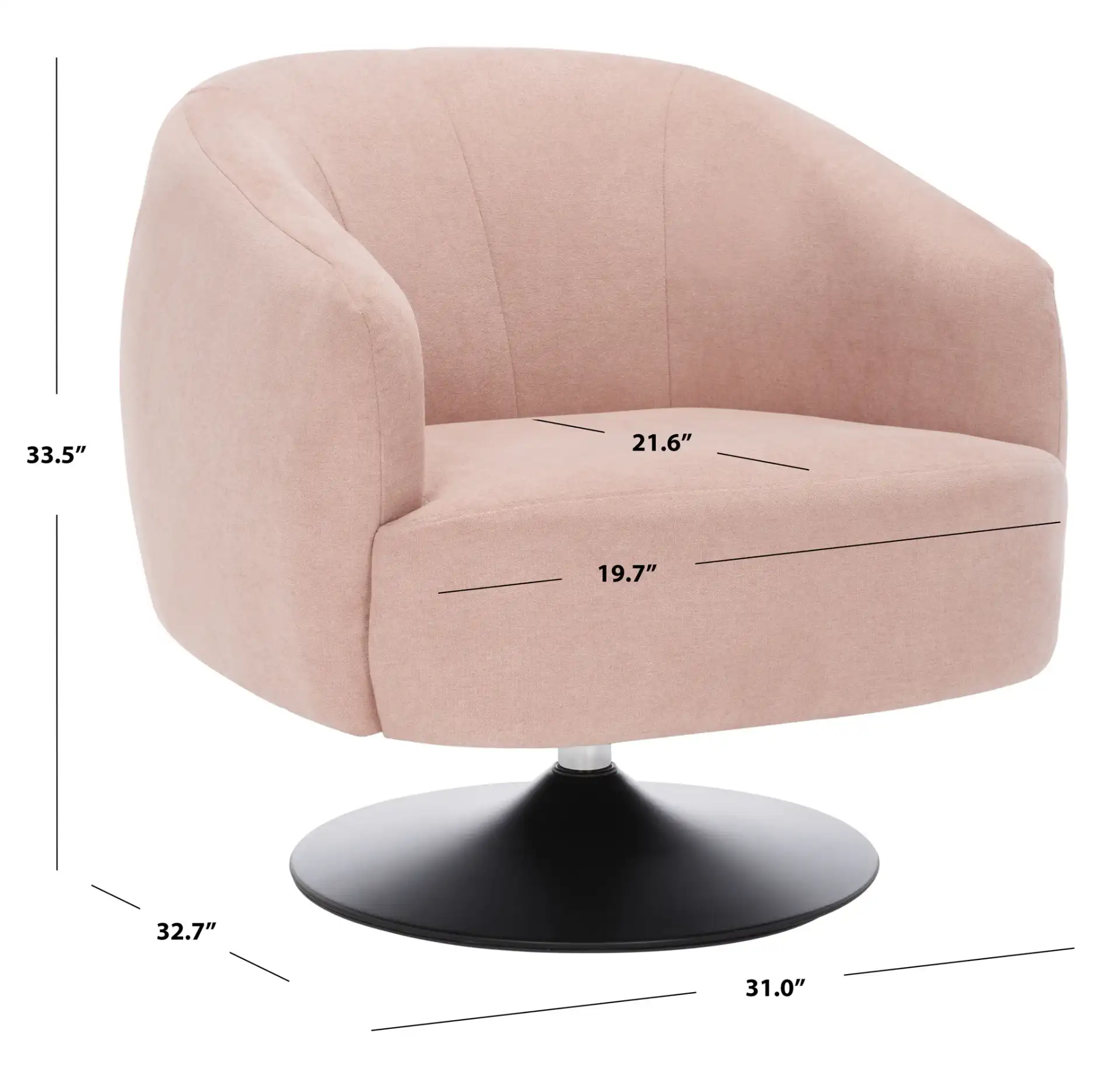 Ezro Upholstered Accent Chair in Blush / Black, detail view