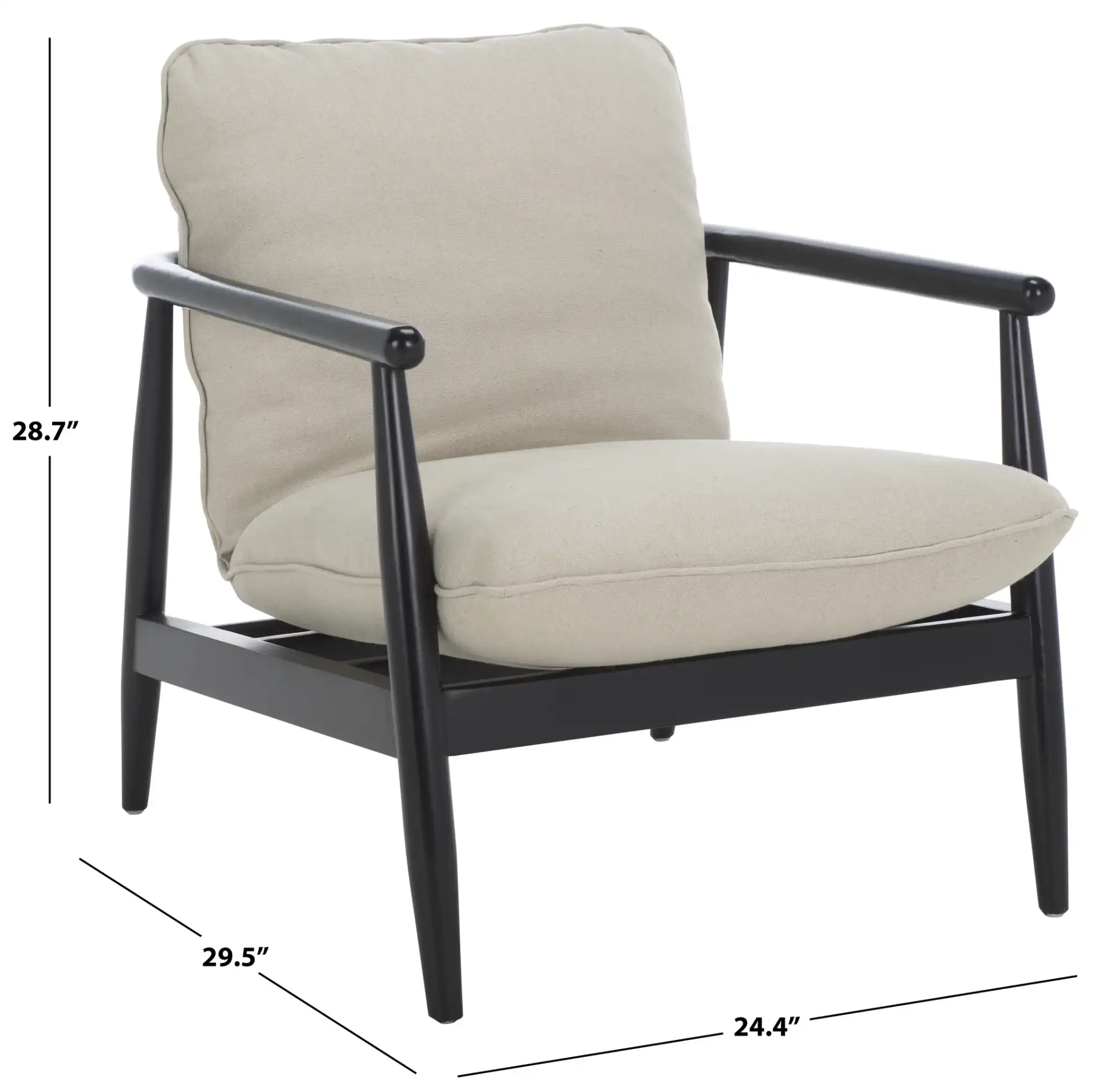 Amias Accent Chair in Gray / Matte Black, detail view