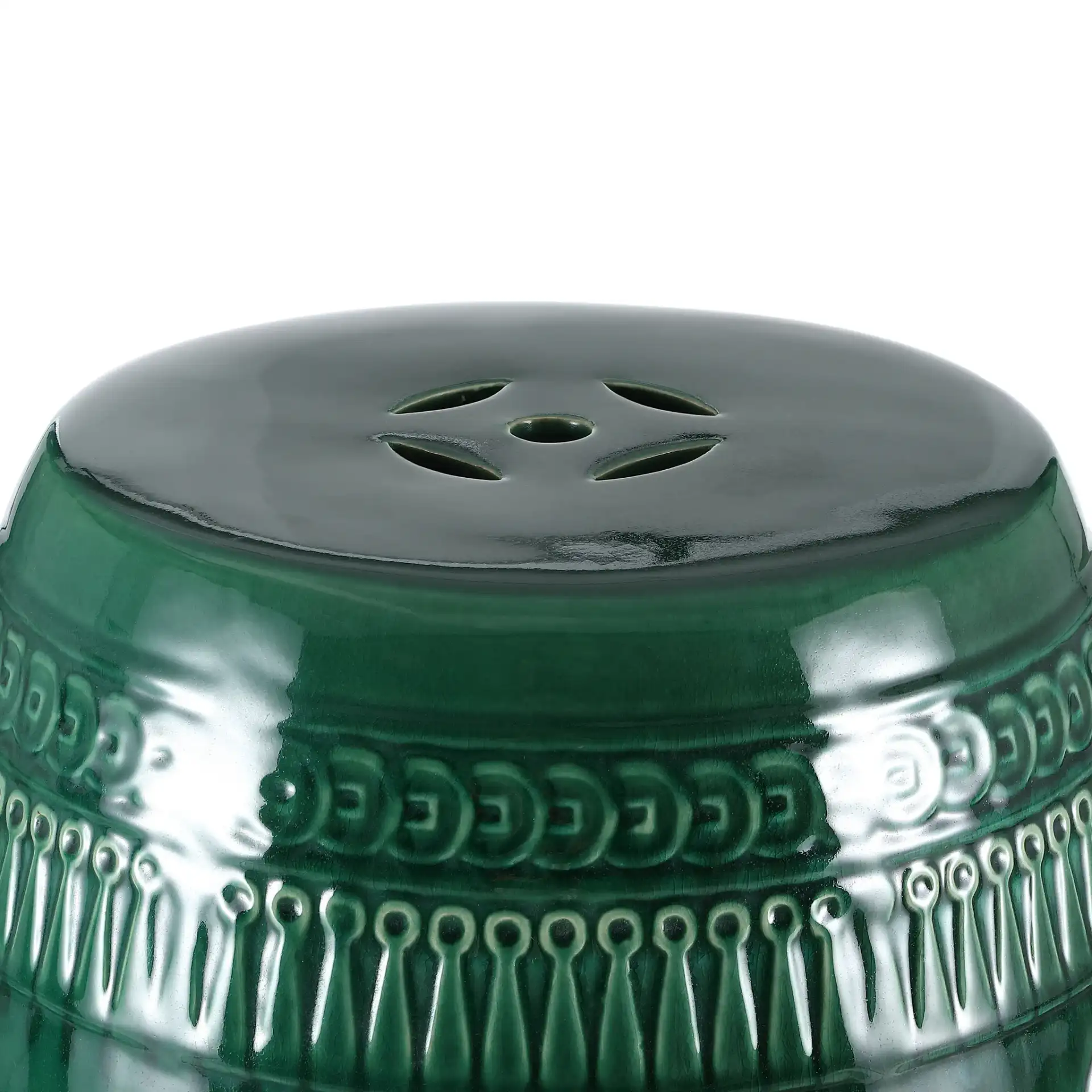 Chinese Dragon Stool in Green in a styled room
