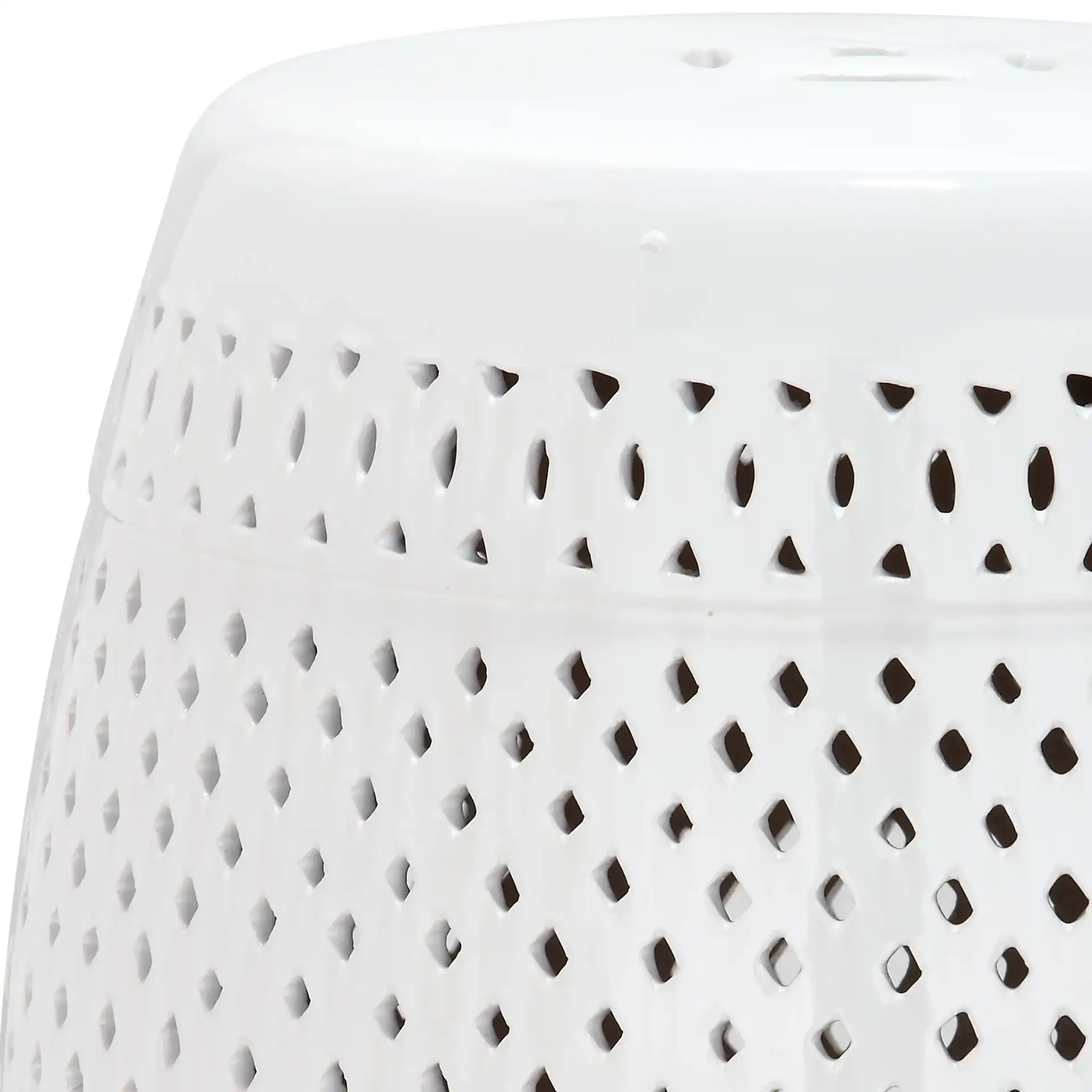 Diamond Garden Stool in White, detail view