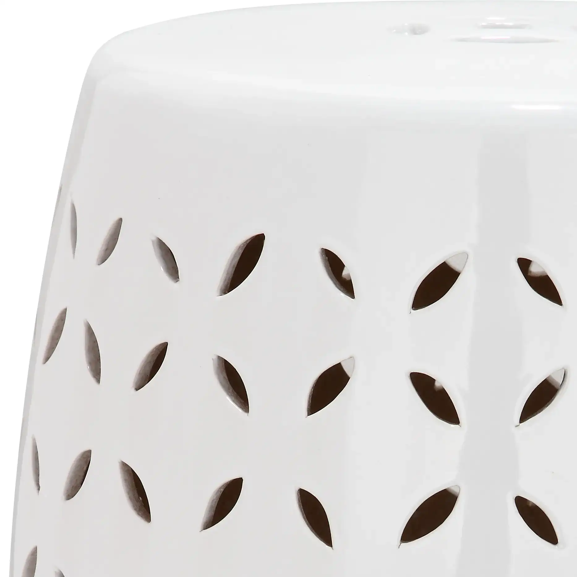 Lattice Petal Garden Stool in White, detail view