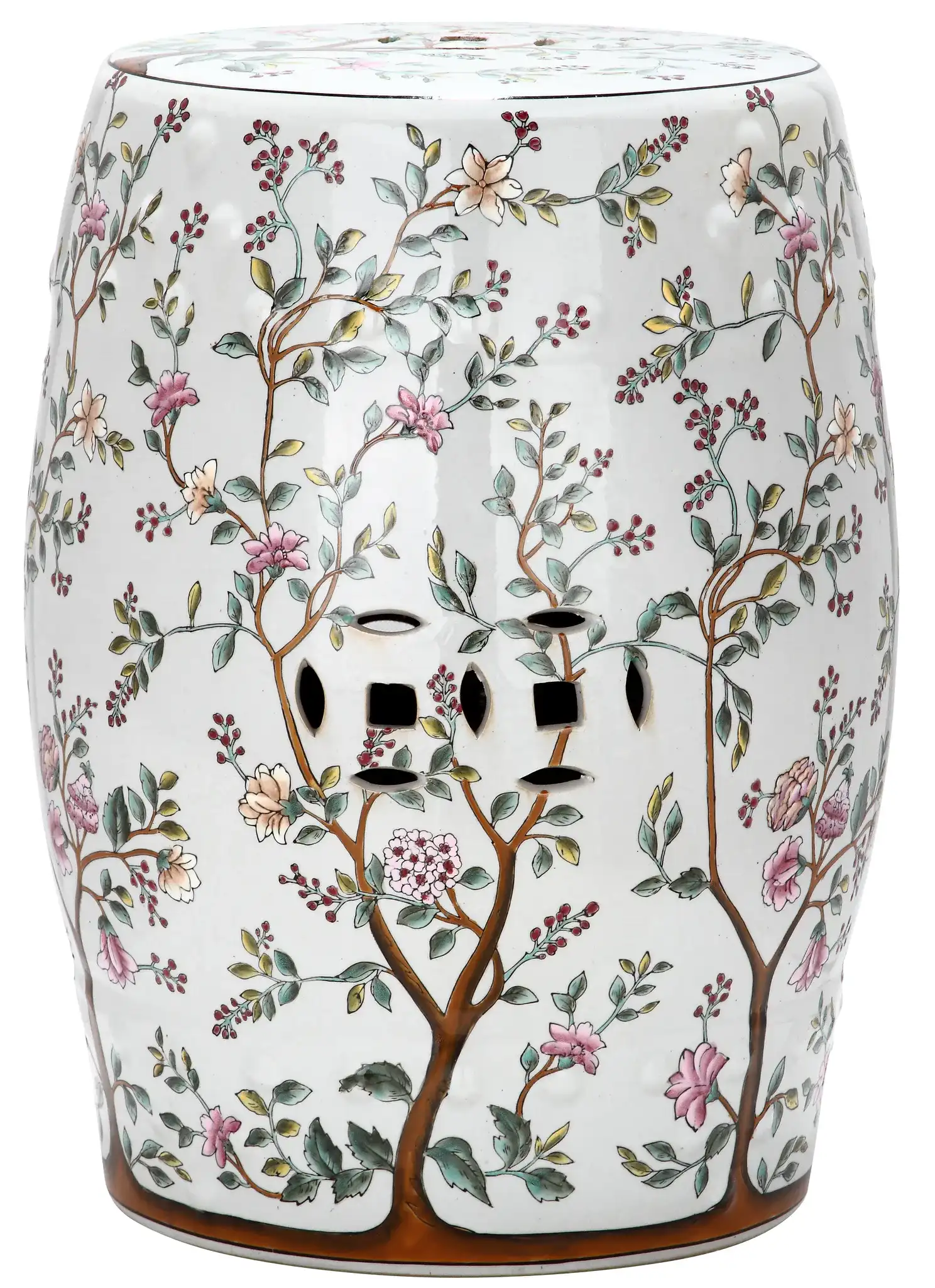 Blooming Tree Garden Stool in White