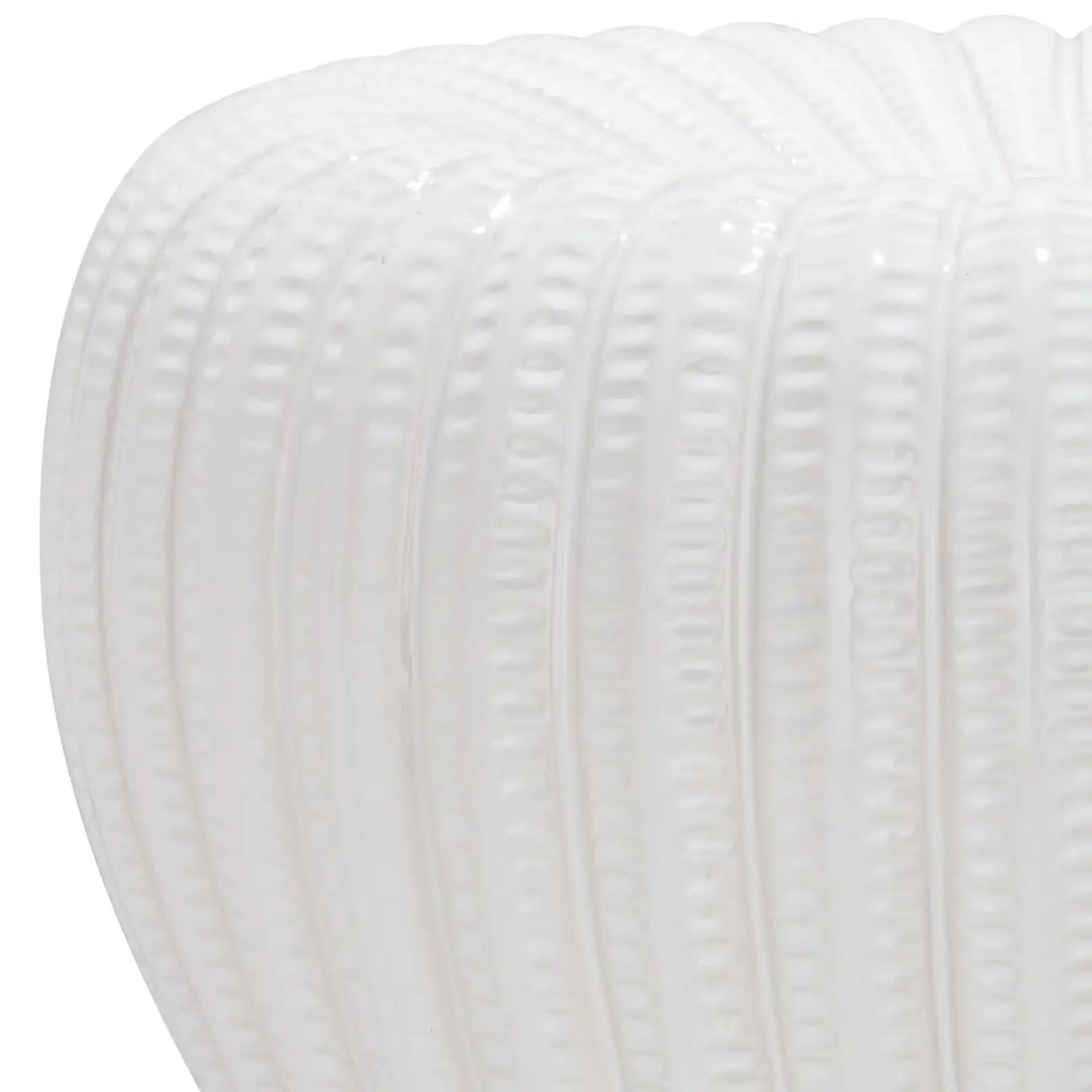 Hour Glass Garden Stool in White, detail view