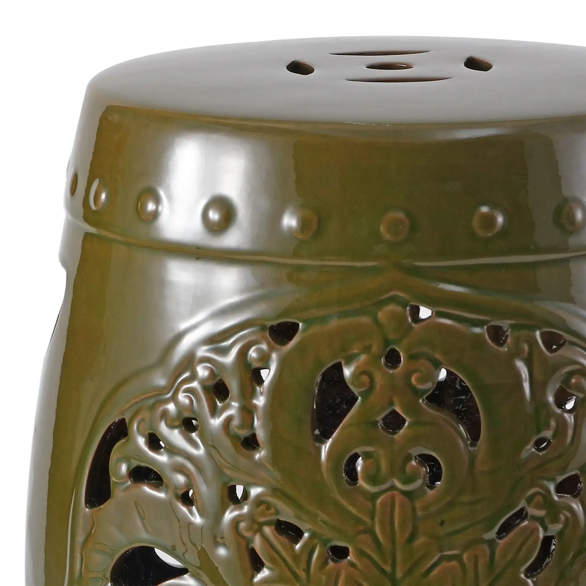 Flora Garden Stool in Spring Green in a styled room