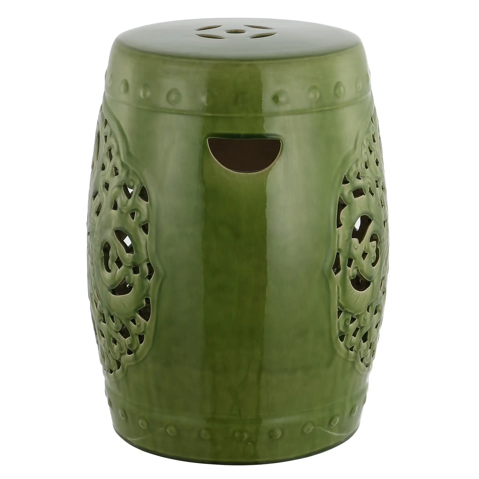 Flora Garden Stool in Spring Green, detail view