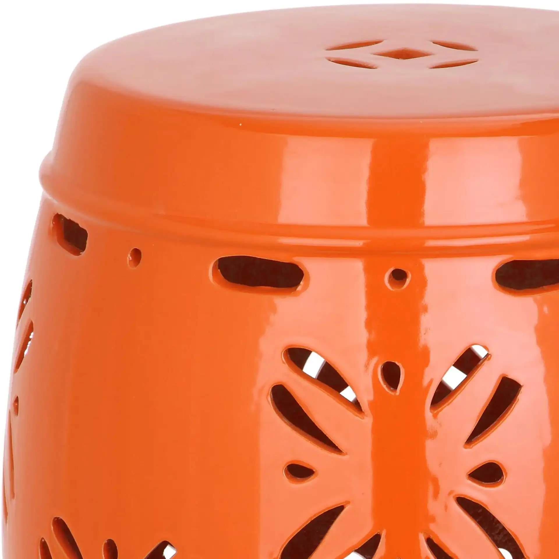Sakura Garden Stool in Orange, detail view