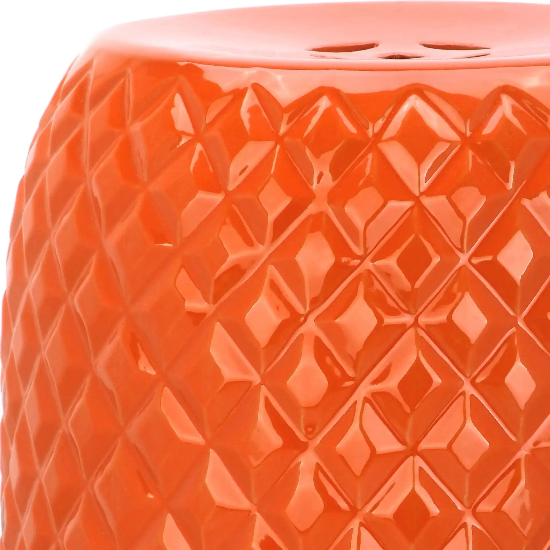 Calla Garden Stool in Orange, detail view