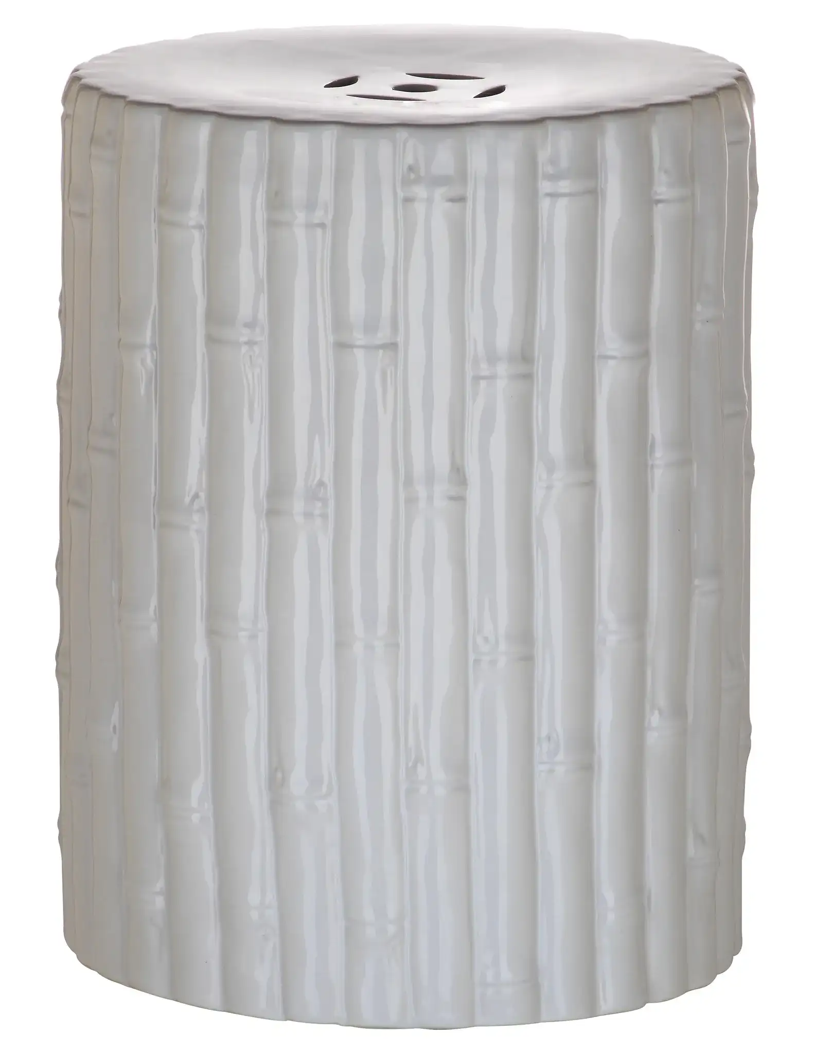 Bamboo Garden Stool in White