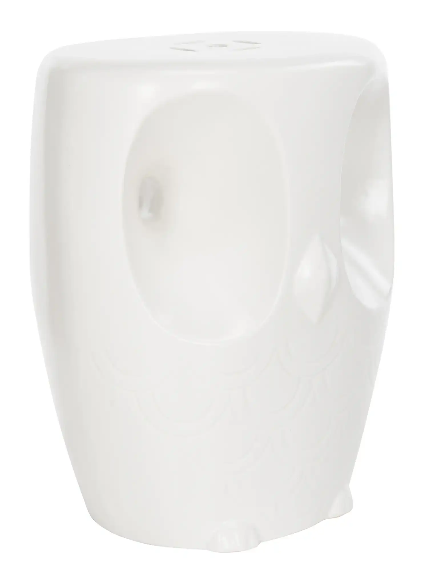 Owl Garden Stool in White, detail view