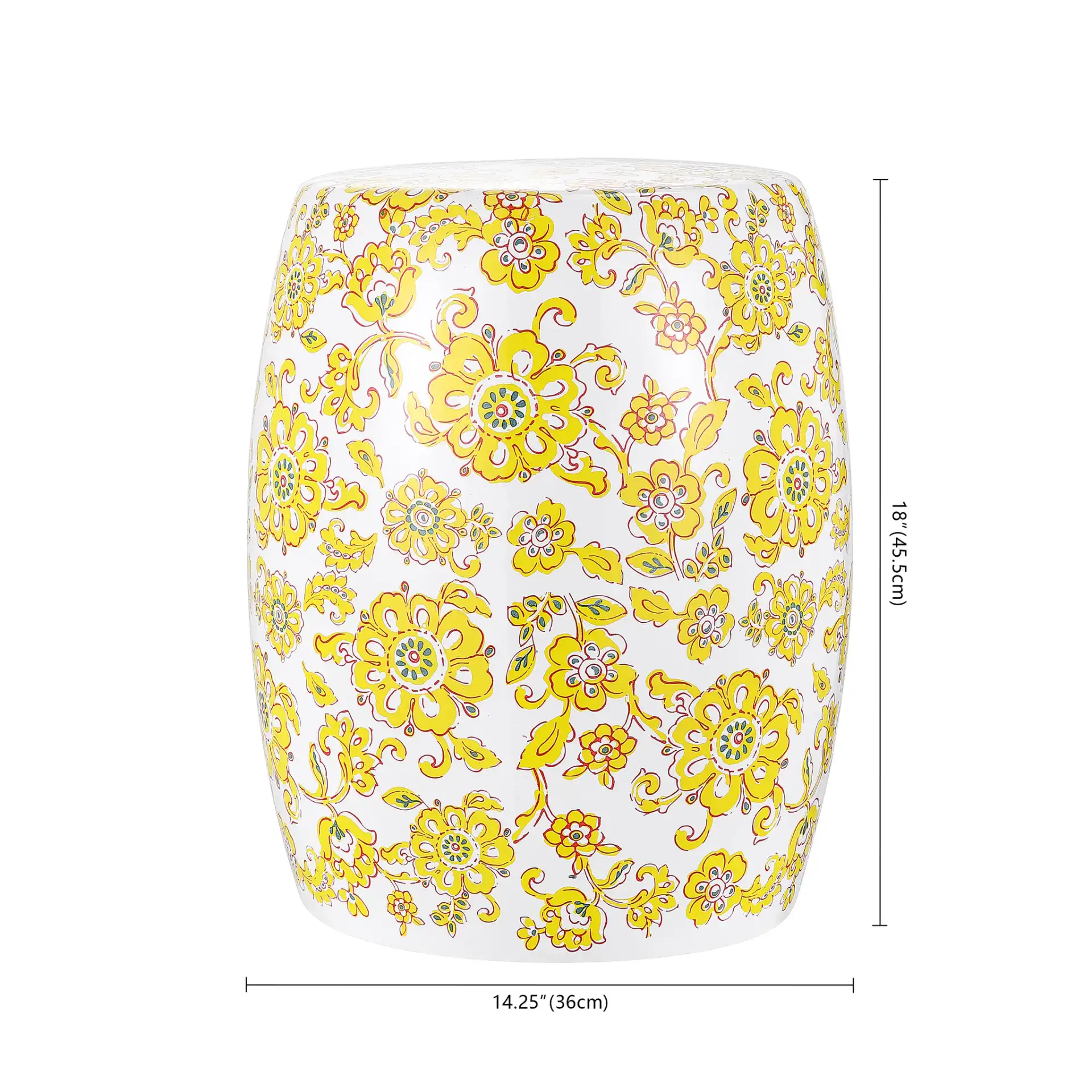 Rainer Garden Stool in Yellow, detail view