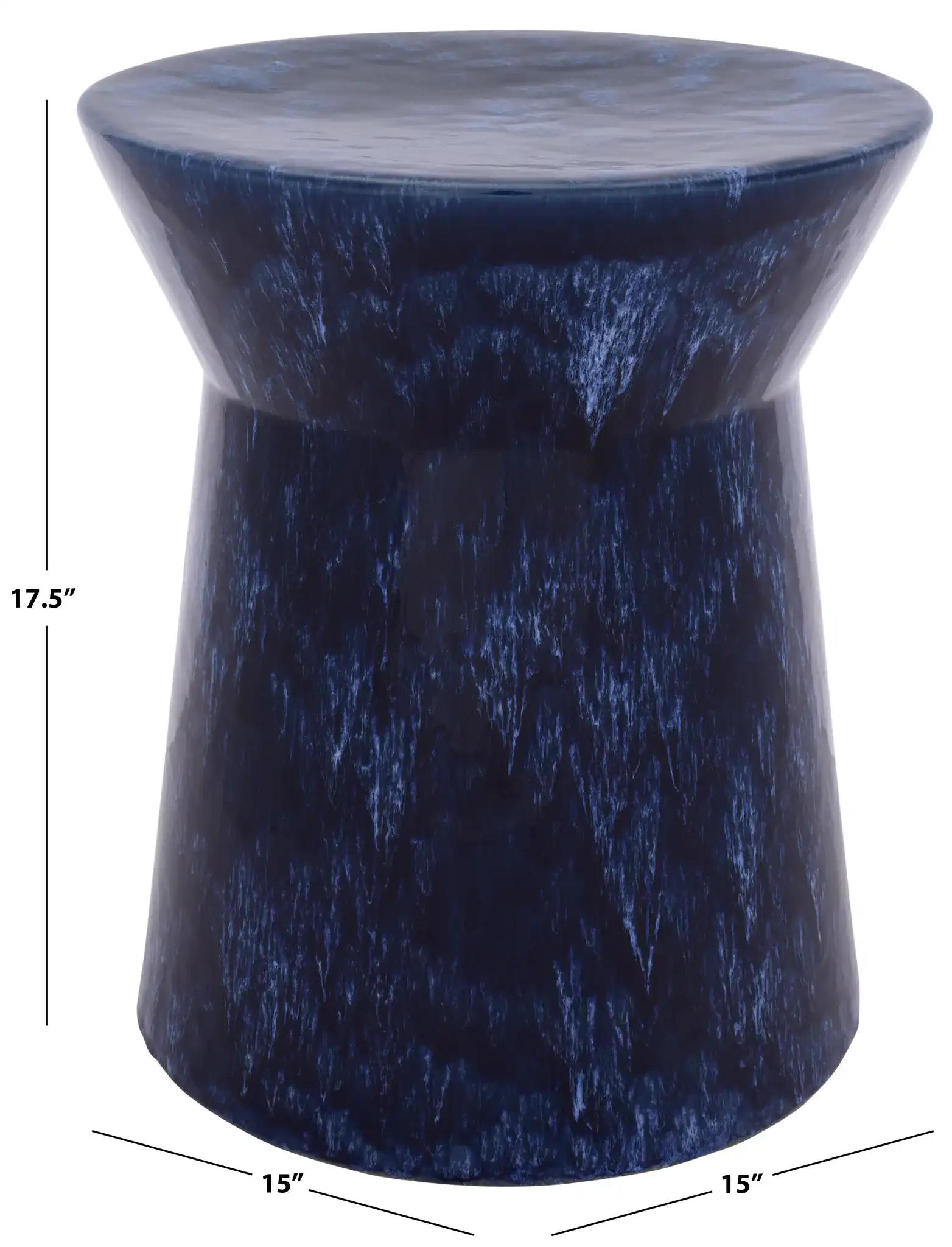 Lessa Garden Stool in Blue, detail view