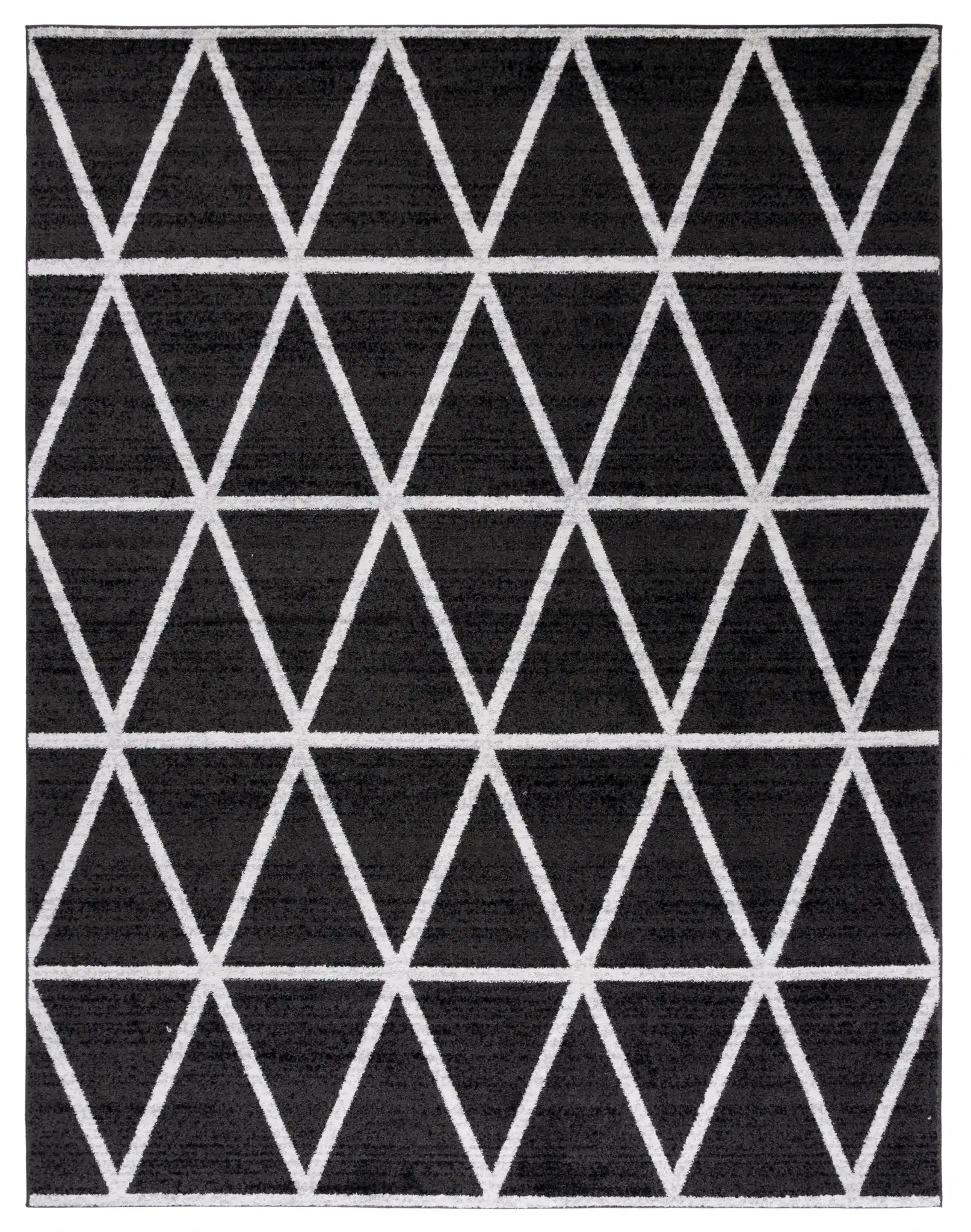 Adirondack Triangle Grid Rug in Black / Ivory