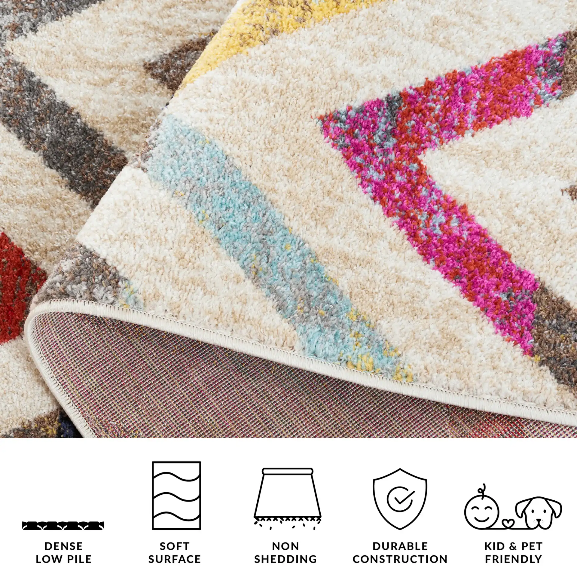 Adirondack Zigzag Rug in Ivory / Gray Rust in a styled room