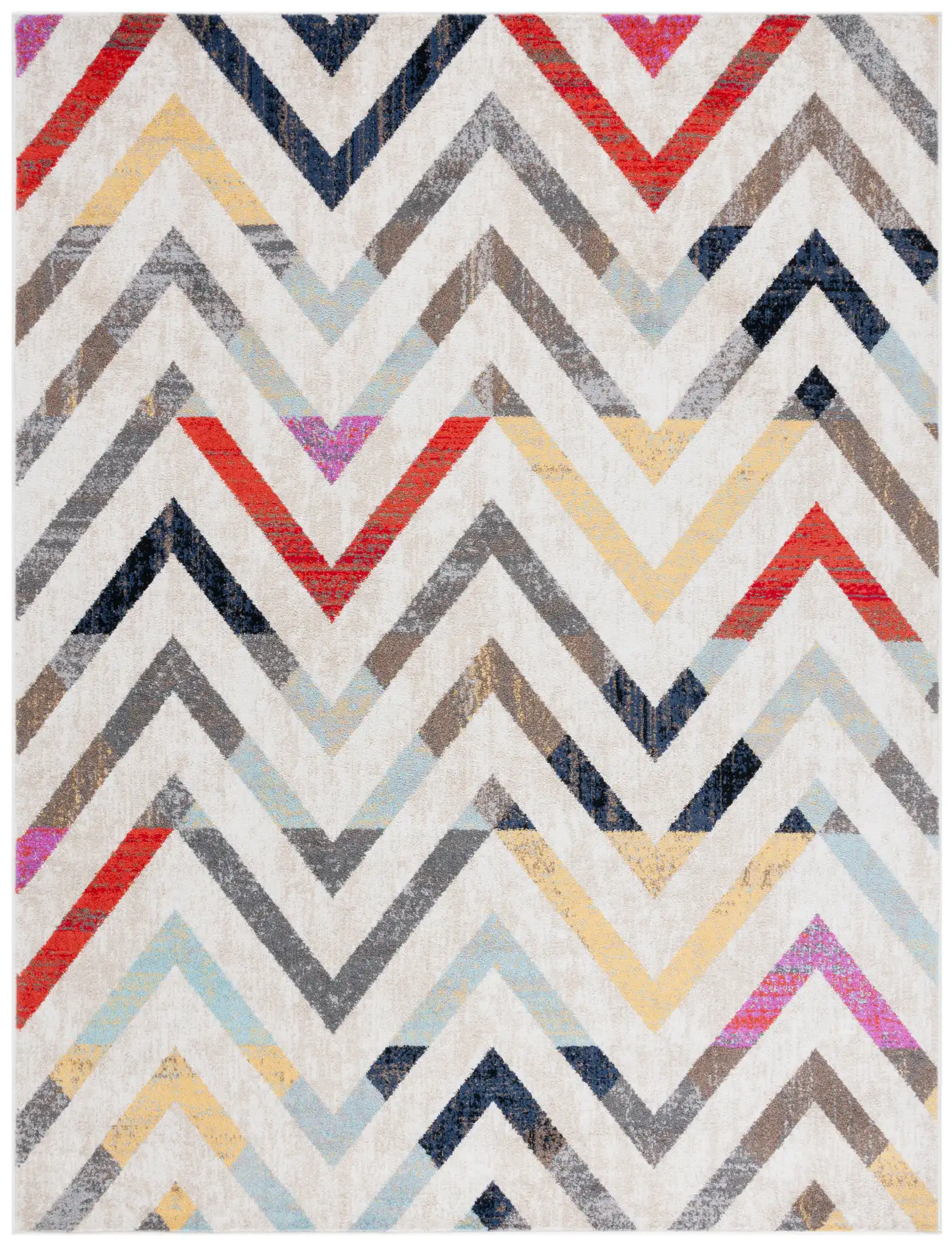 Adirondack Zigzag Rug in Ivory / Gray Rust