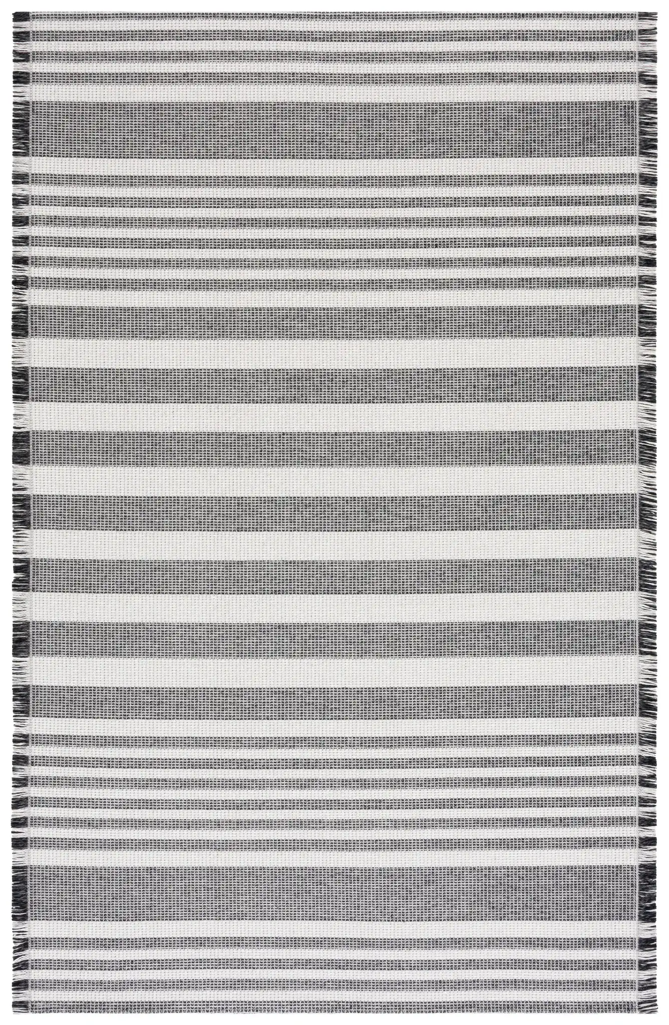 Augustine Striped Rug in Ivory / Black