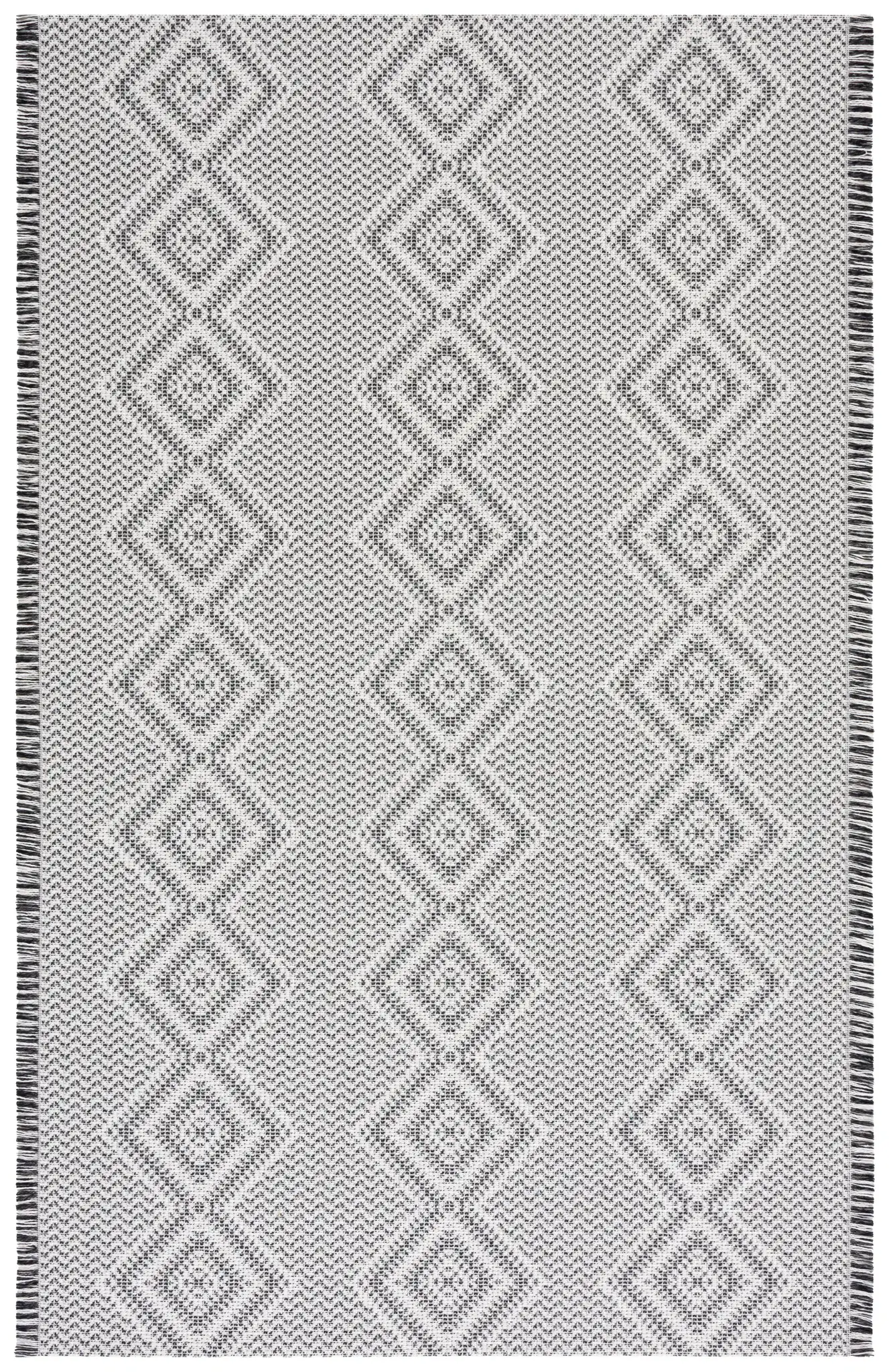 Augustine Diamond Column Rug in Ivory / Black